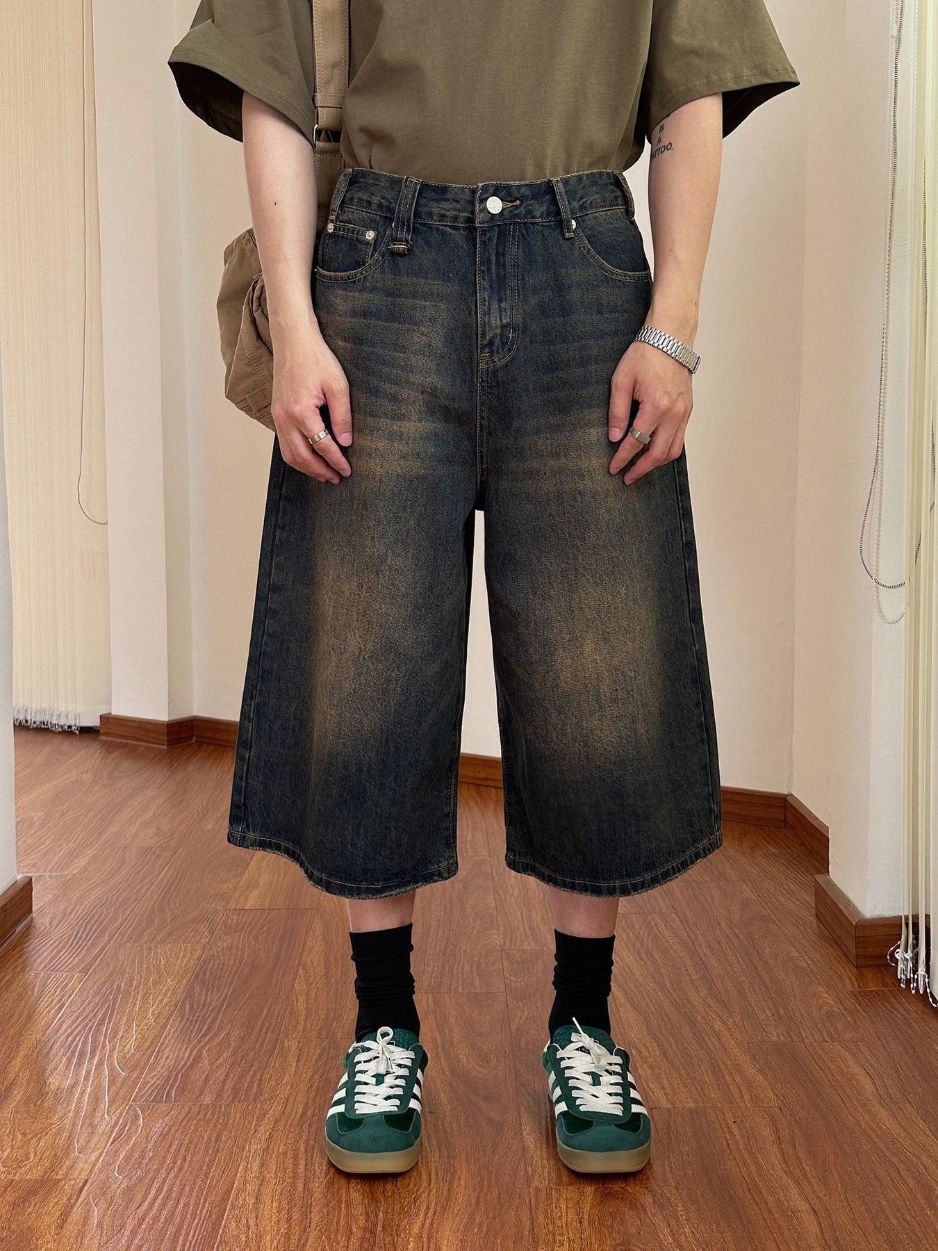 Japanese Brand × Vintage Y2K Revival Faded Long Denim Shorts - Retro Chic Essentials Size US 32 / EU 48 - 1 Thumbnail