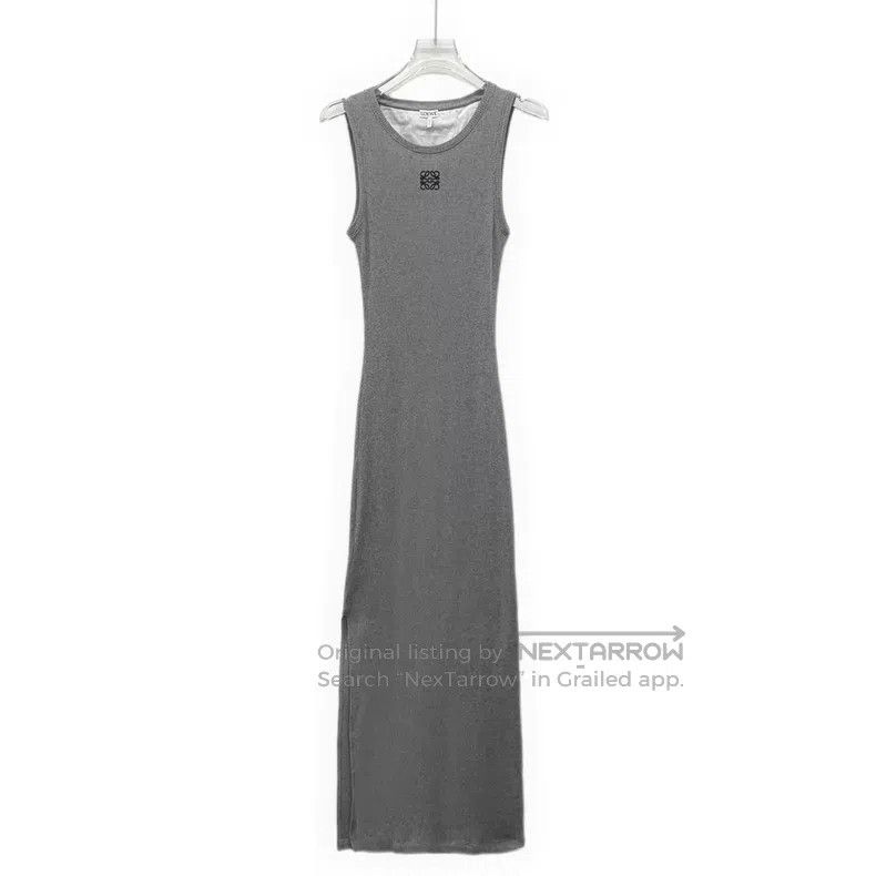 Loewe Loewe Gray Logo Embroidered Cotton Sleeveless Knit Dress Size XS / US 0-2 / IT 36-38 - 1 Thumbnail
