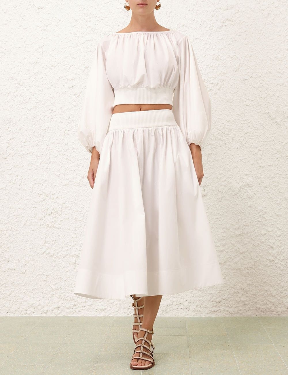 Zimmermann oc11z0226 Poplin Skirt In White Size 30" / US 8 / IT 44 - 2 Thumbnail