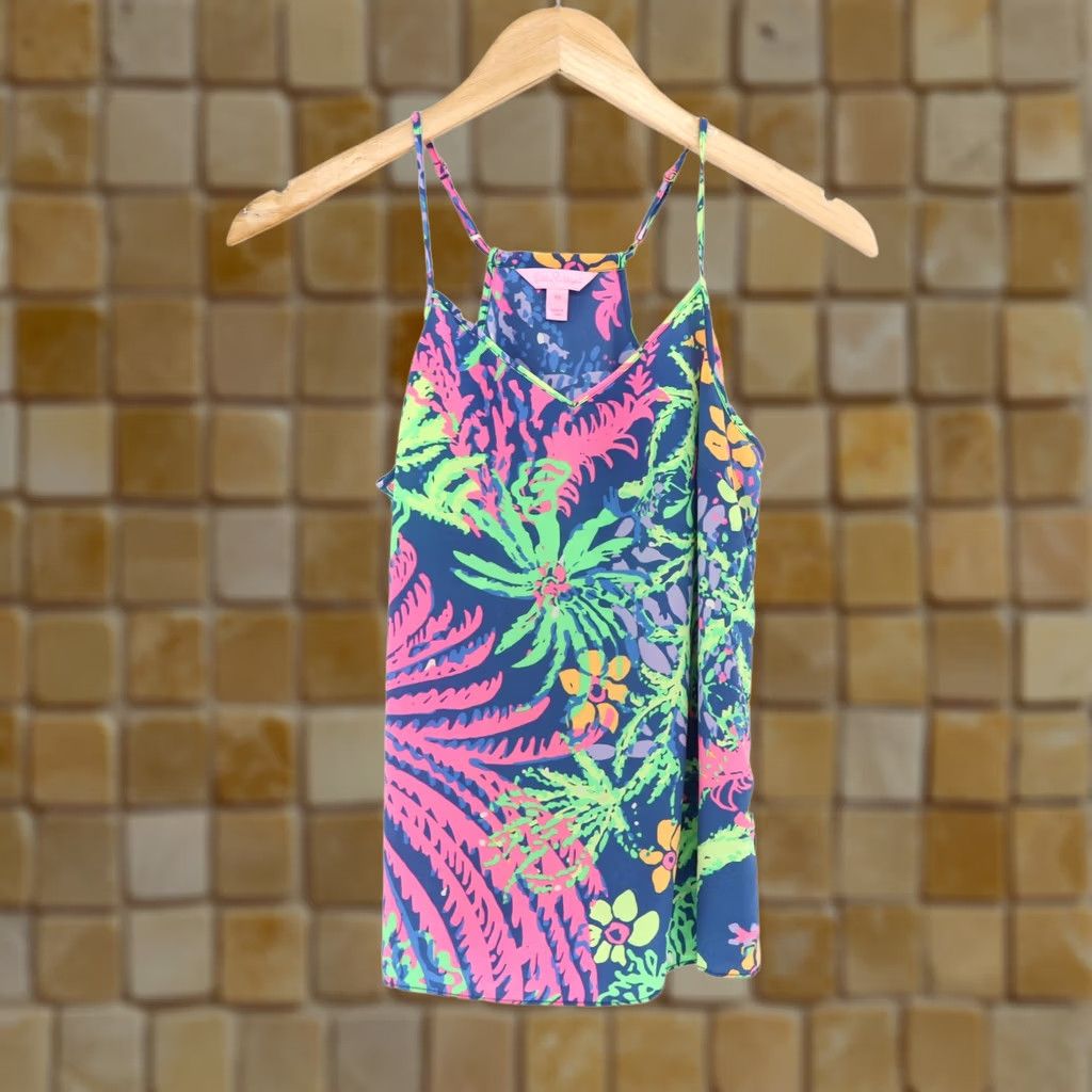 Lilly Pulitzer Lilly Pulitzer Tank Top Racer Back Adjustable Strap Multi Tropical Print XS Women Size XS / US 0-2 / IT 36-38 - 1 Thumbnail
