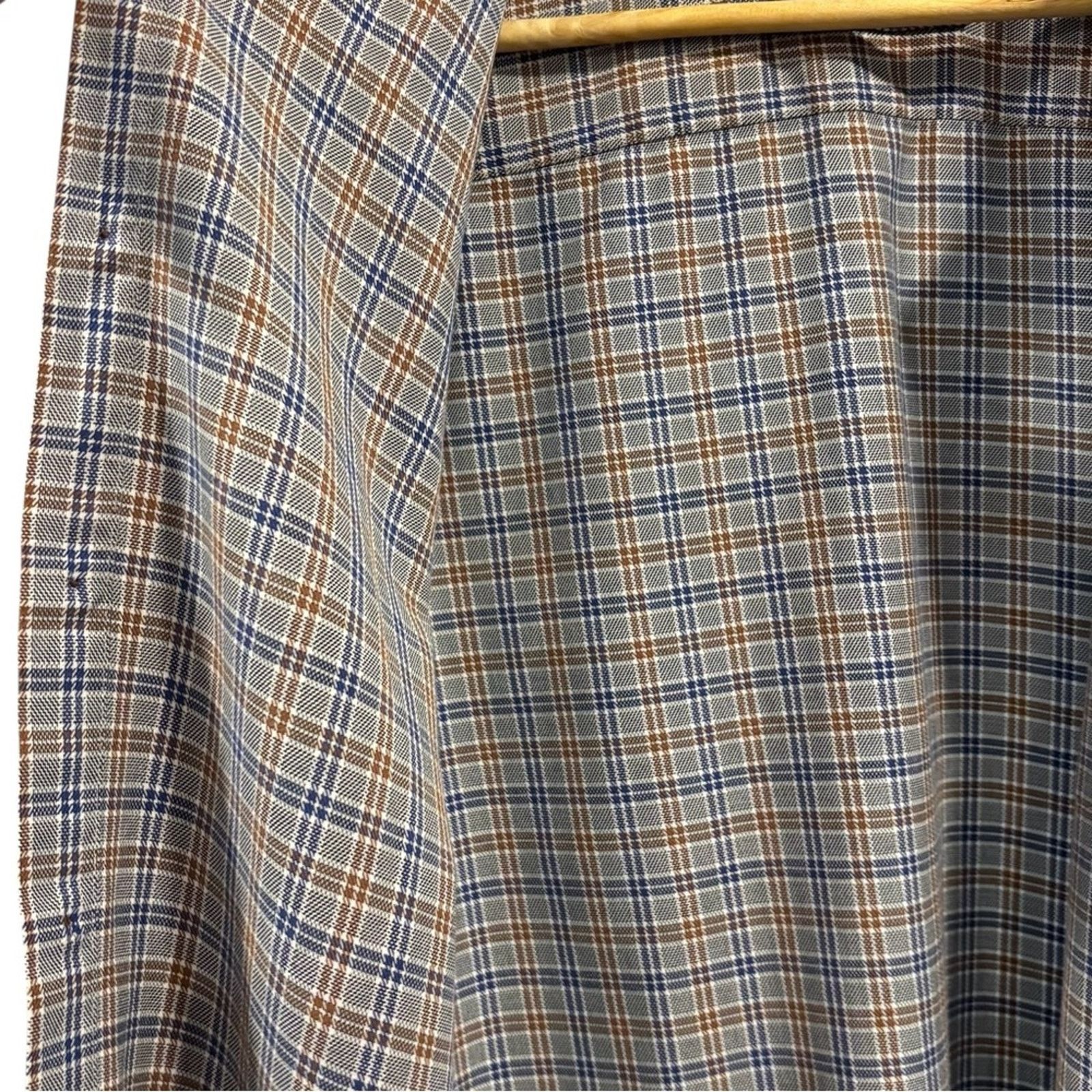 Johnston & Murphy JOHNSTON & MURPHY Blue and Brown Button Down Shirt, Size L Size US L / EU 52-54 / 3 - 9 Thumbnail