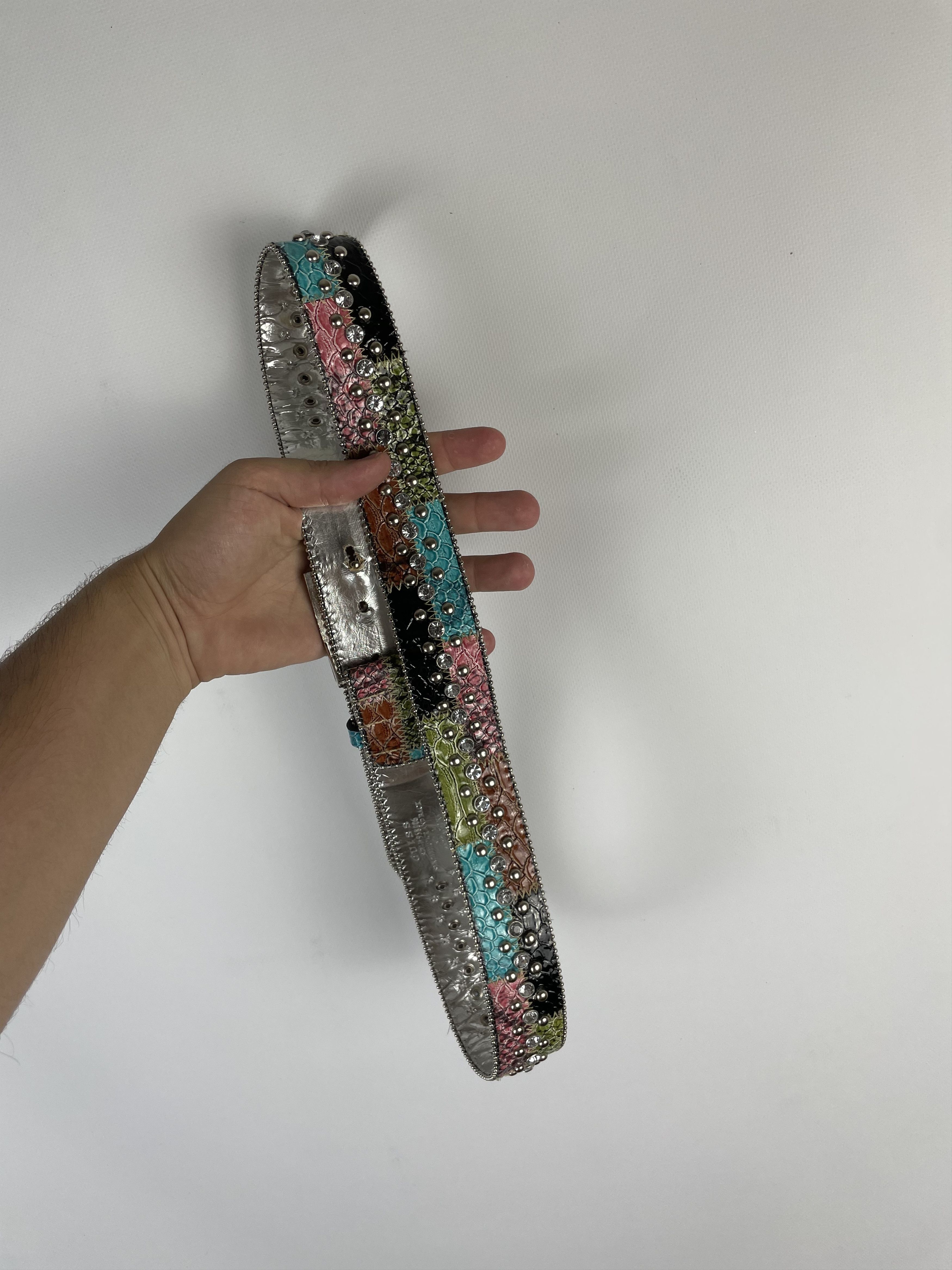 Guess Guess Belt Patchwork leather Y2k Crystals Studded Rhinestone Size ONE SIZE - 10 Thumbnail