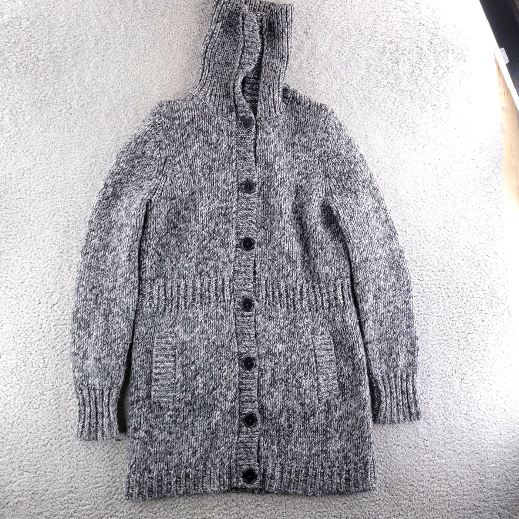 Talbots Talbots Cardigan Sweater Knit Wool Gray Turtleneck Button Long Womens Small Size S / US 4 / IT 40 - 2 Thumbnail