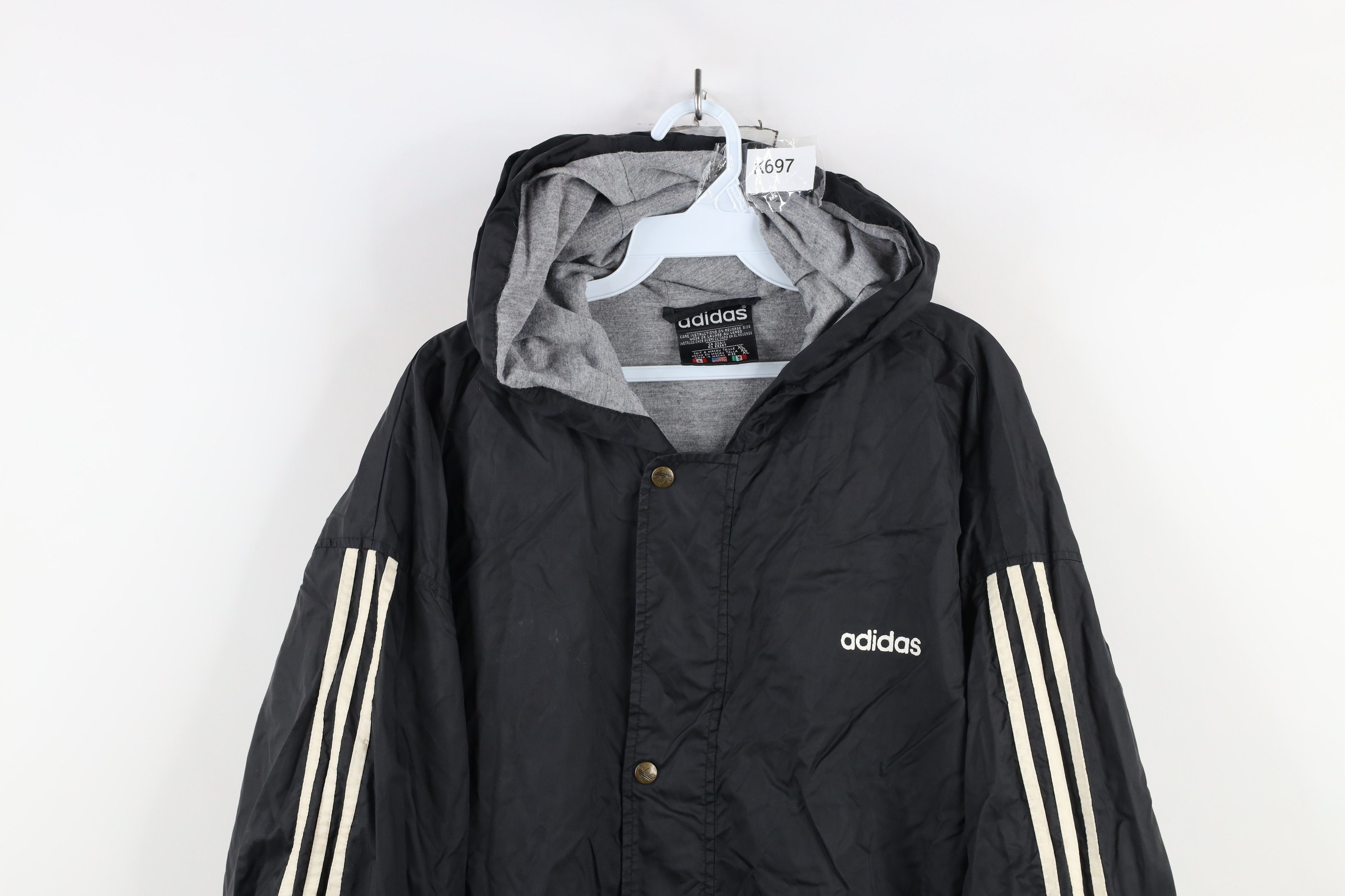 Adidas × Vintage Vintage 90s Adidas Lined Hooded Parka Windbreaker Jacket Size US XL / EU 56 / 4 - 2 Thumbnail