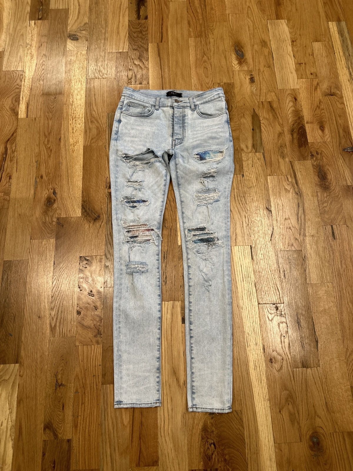 image of Amiri Mx1 Tie Dye Blue Denim Jeans Size 32, Men's