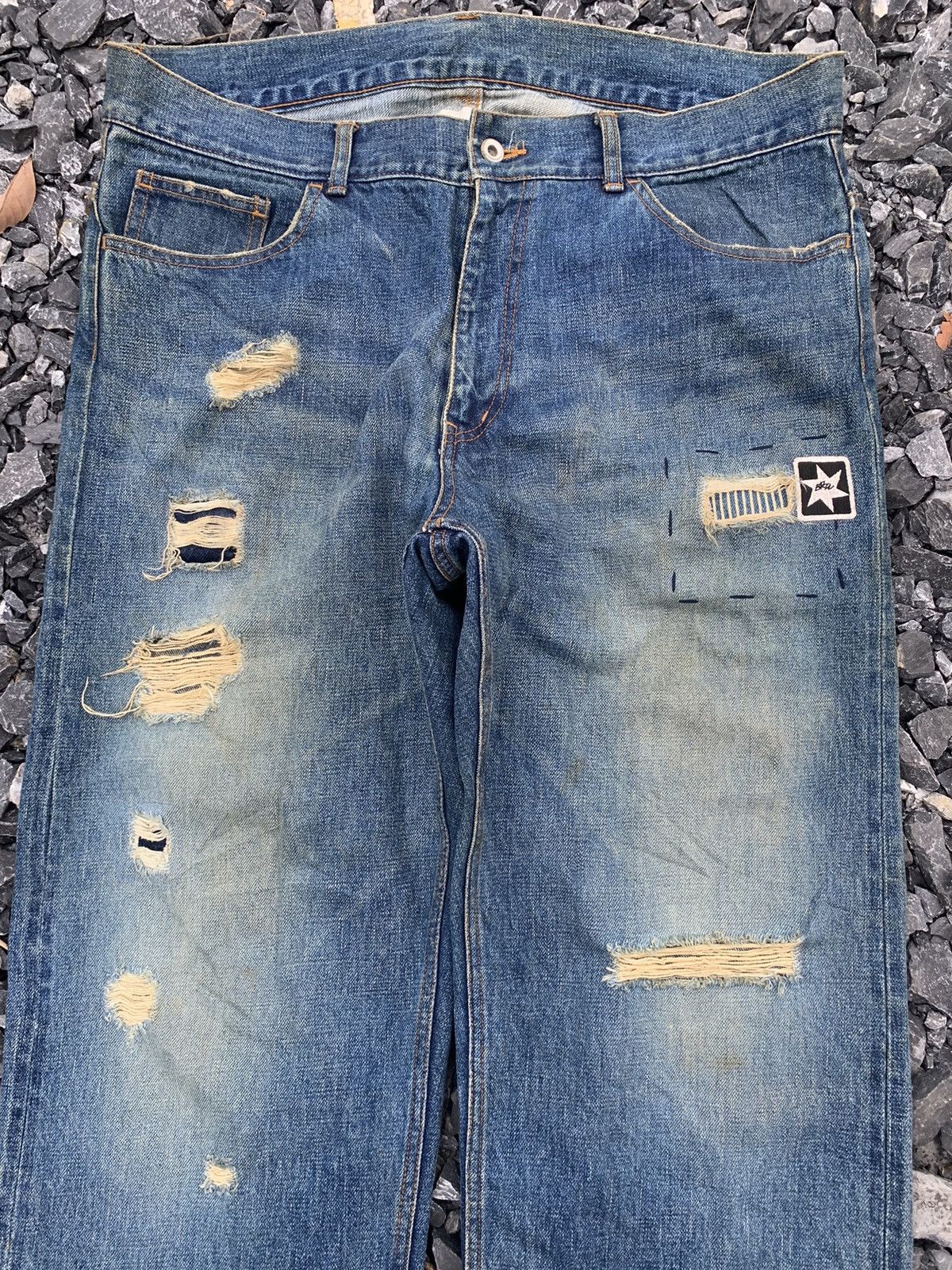 Kapital RARE💥BRAITONE SELVEDGE JAPANESE DISTRESSED DENIM Size US 39 - 7 Thumbnail