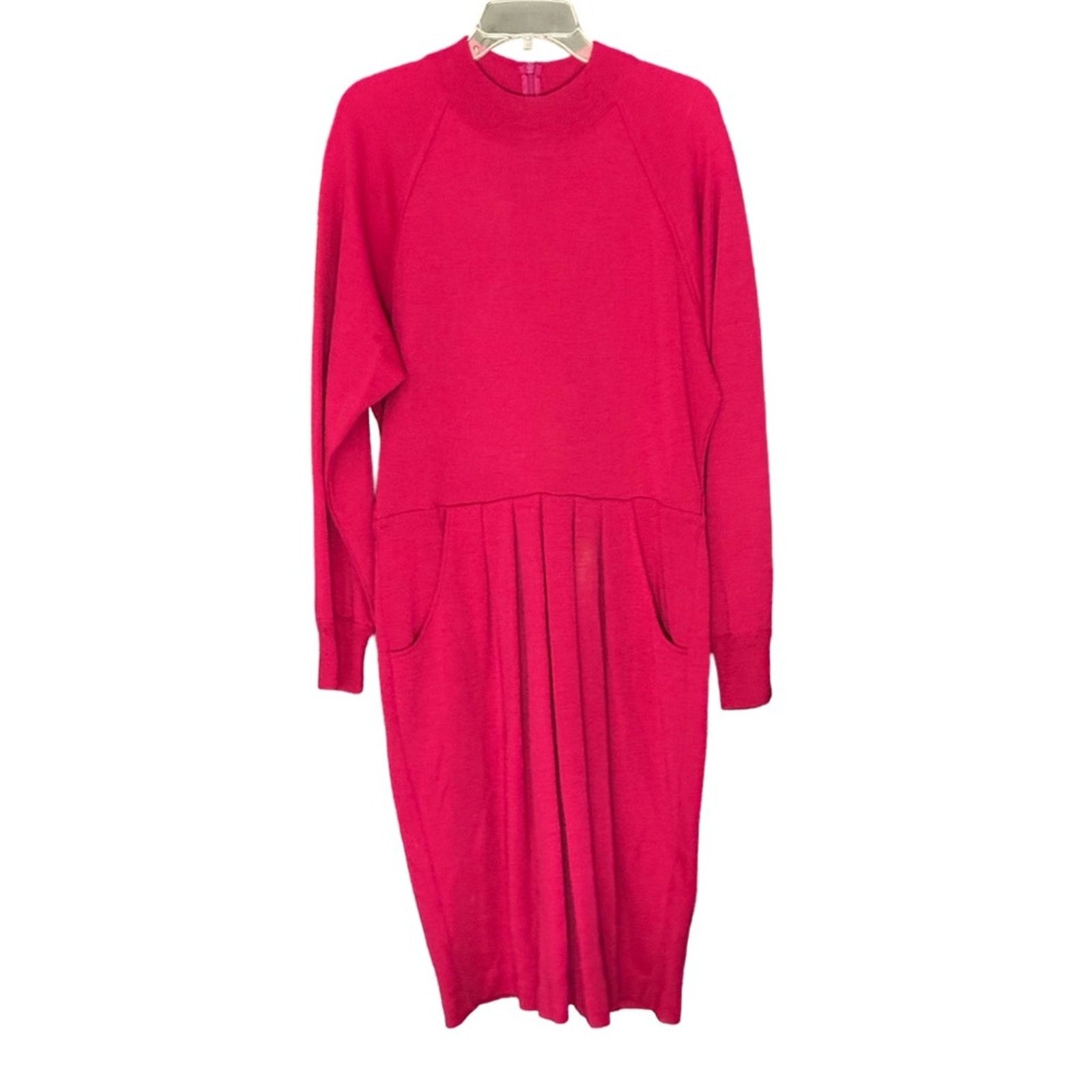 Liz Claiborne Liz Claiborne Pink Wool Blend Pleated Dress With Pockets Size L / US 10 / IT 46 - 2 Thumbnail