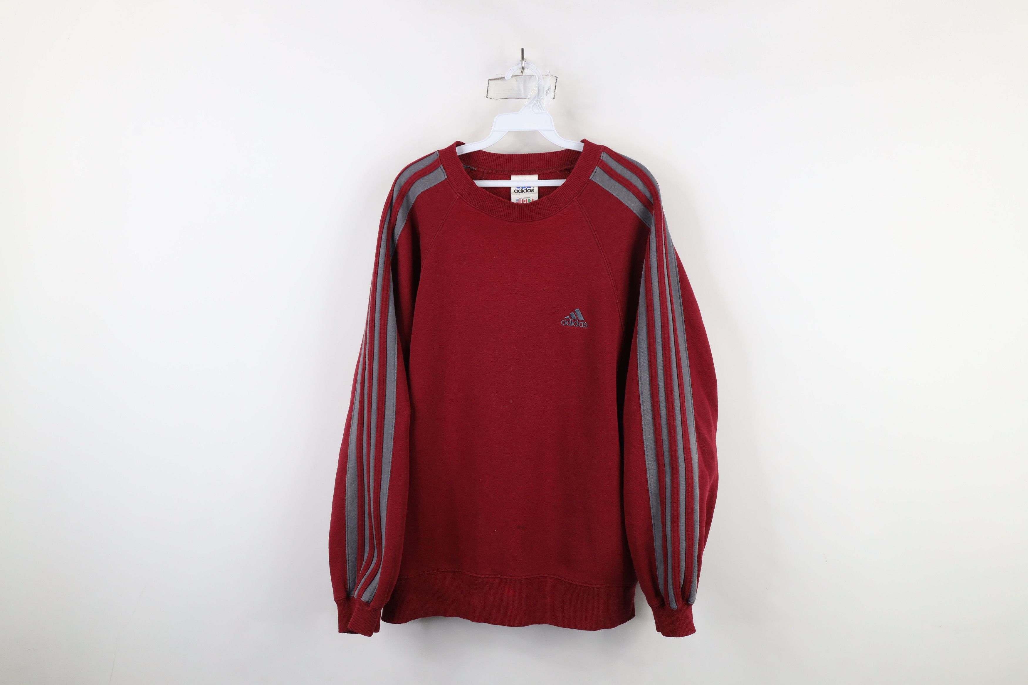 Adidas × Vintage Vintage 90s Adidas Spell Out Striped Crewneck Sweatshirt Size US M / EU 48-50 / 2 - 1 Thumbnail