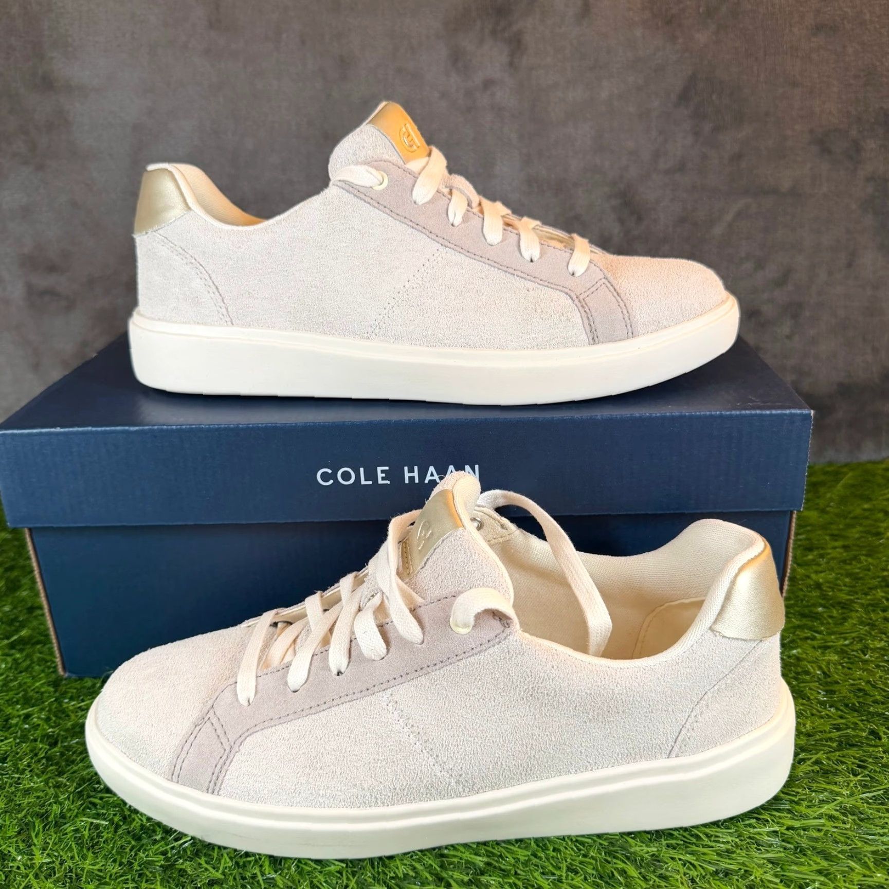 Cole Haan VINTAGE Cole Haan GC Coaster Sneakers Ivory Suede Gold Women's Size 8 W32152 NEW Size US 6 / IT 36 - 2 Thumbnail