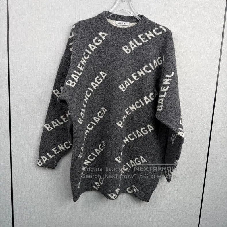 Balenciaga Balenciaga Fully Printed Logo Knit Sweater Size US XS / EU 42 / 0 - 1 Thumbnail