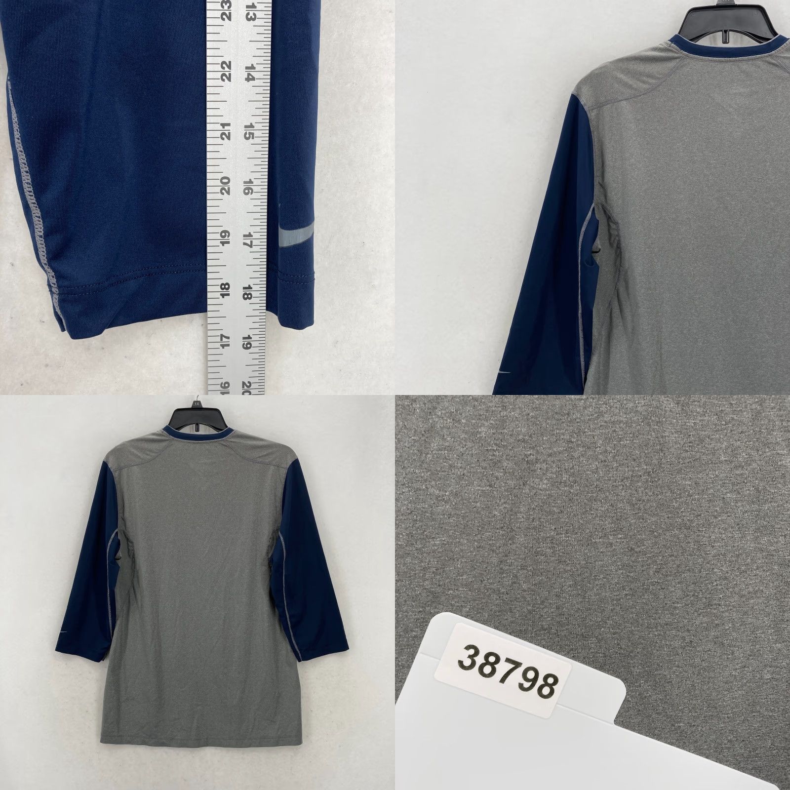 Nike Nike Pro Combat Fitted Short Sleeve Shirt Large Gray Stretch Dri-Fit Swingman Size US L / EU 52-54 / 3 - 8 Thumbnail