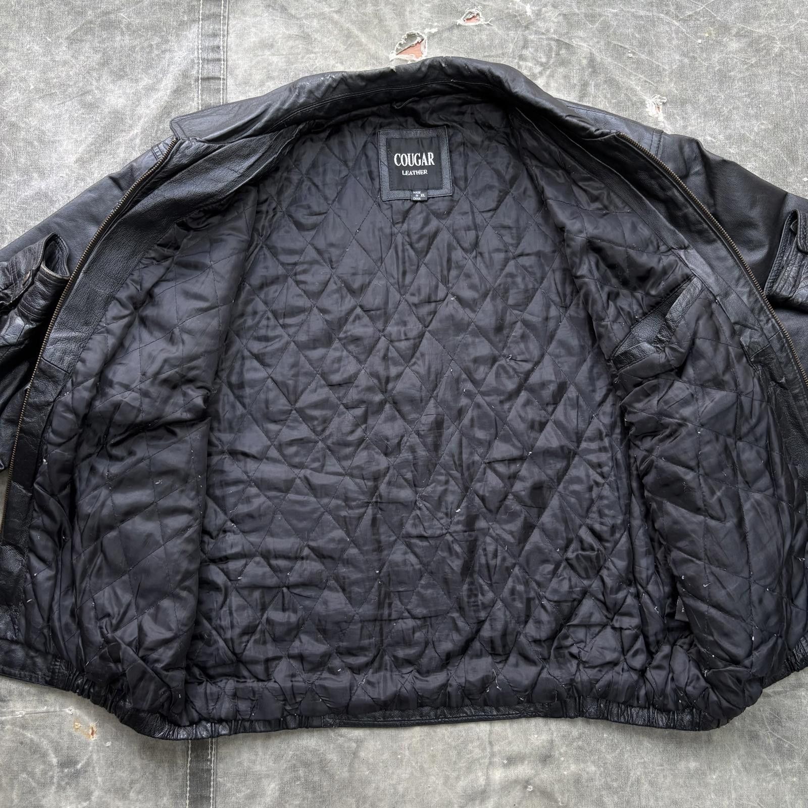 Vintage Vintage 90s Black Leather Grunge Skate Flight Bomber Jacket Size US XL / EU 56 / 4 - 4 Thumbnail
