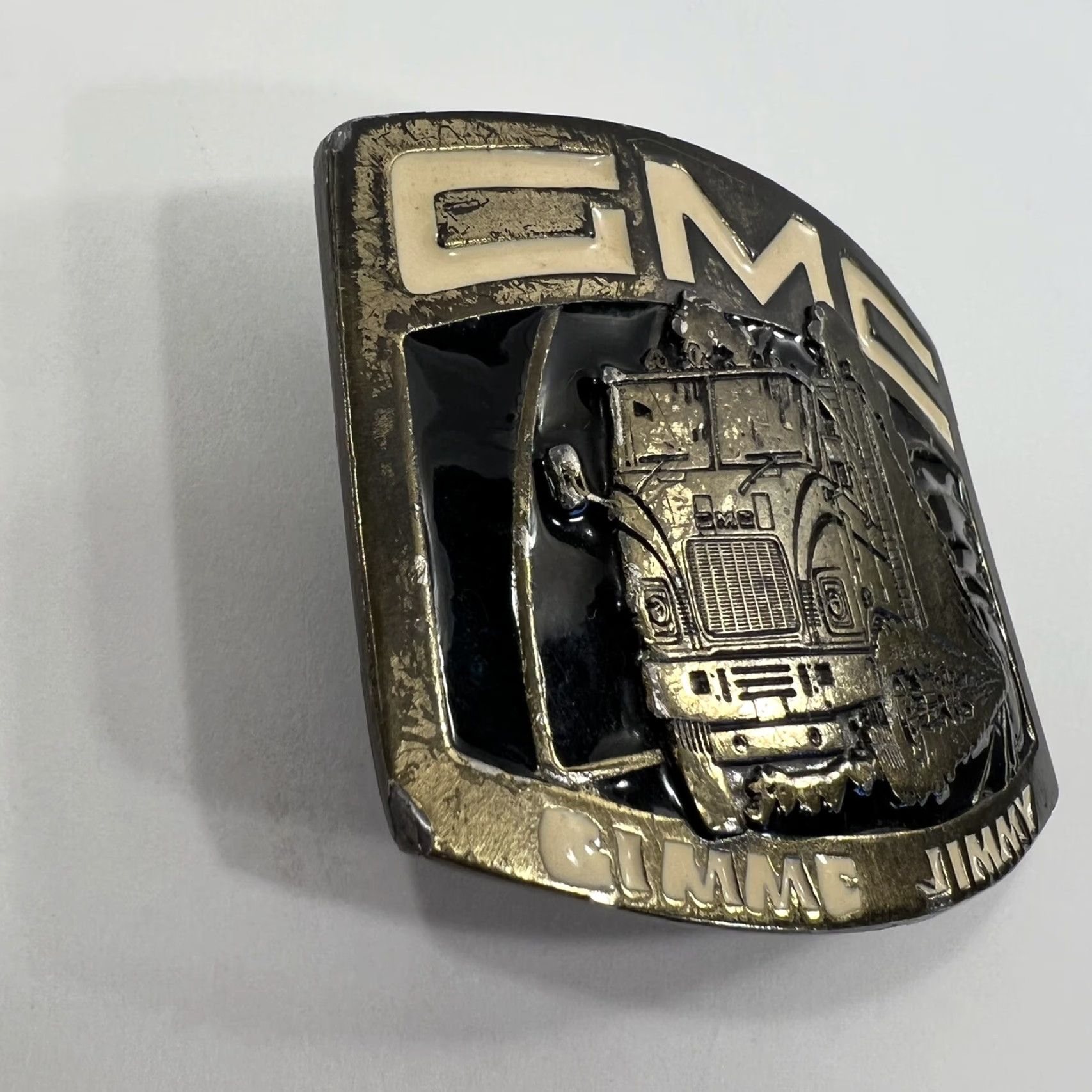 Vintage VINTAGE GMC Belt Buckle Men’s 1970s Bronze Pewter Semi Truck Collectible USA Size ONE SIZE - 3 Thumbnail