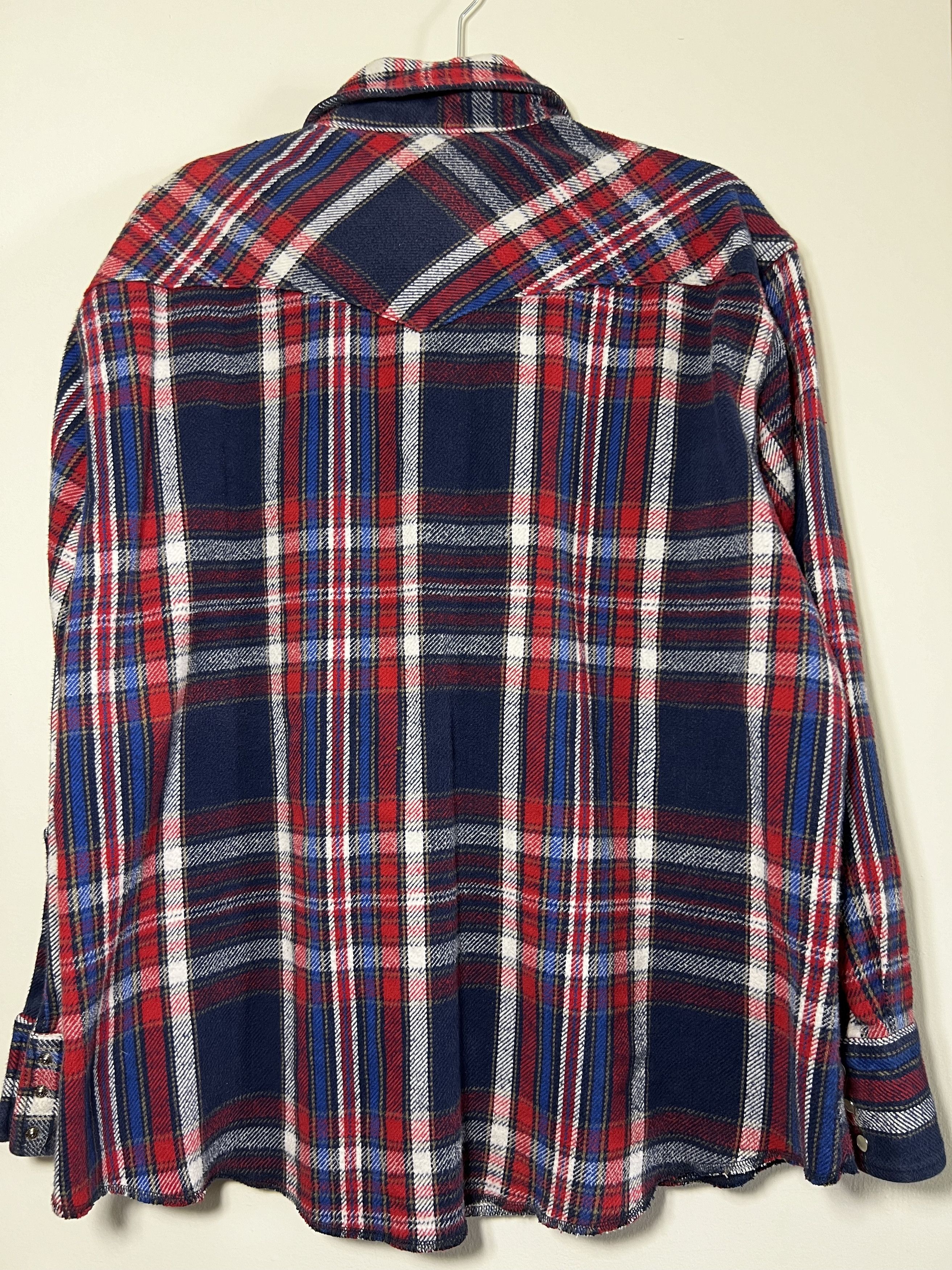 Flannel Vintage 1980's Wrangler Western Pearl Snap Long Sleeve Shirt Size US XL / EU 56 / 4 - 6 Thumbnail