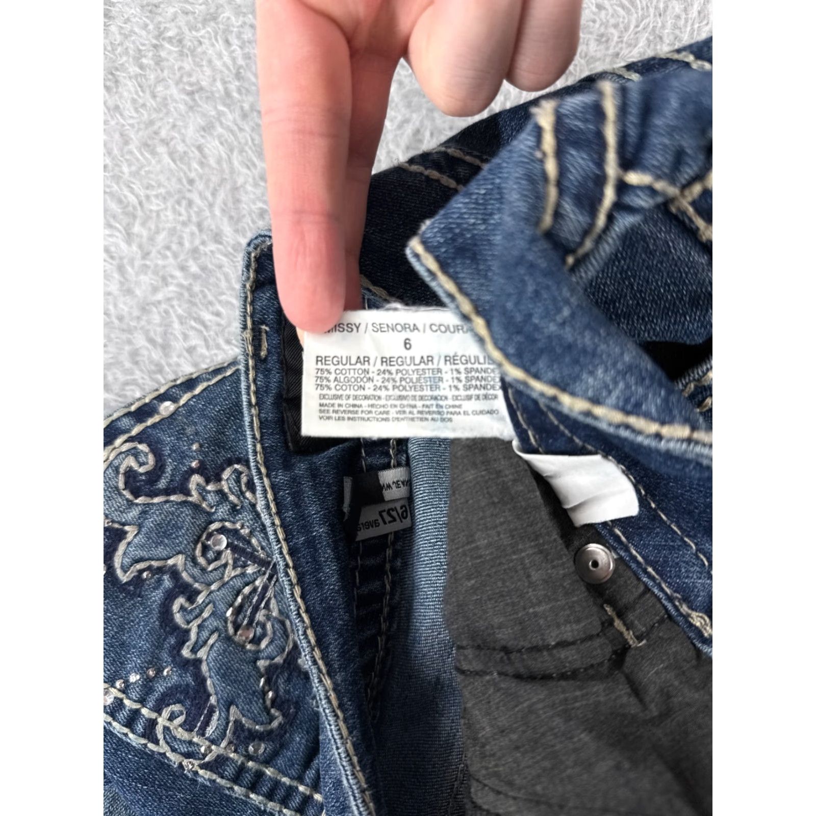 Nine West VINTAGE Nine West Pants Womens 6 Blue Denim Jeans Bootcut NW Embroidered Cotton 28x31 Size 28" / US 6 / IT 42 - 7 Thumbnail