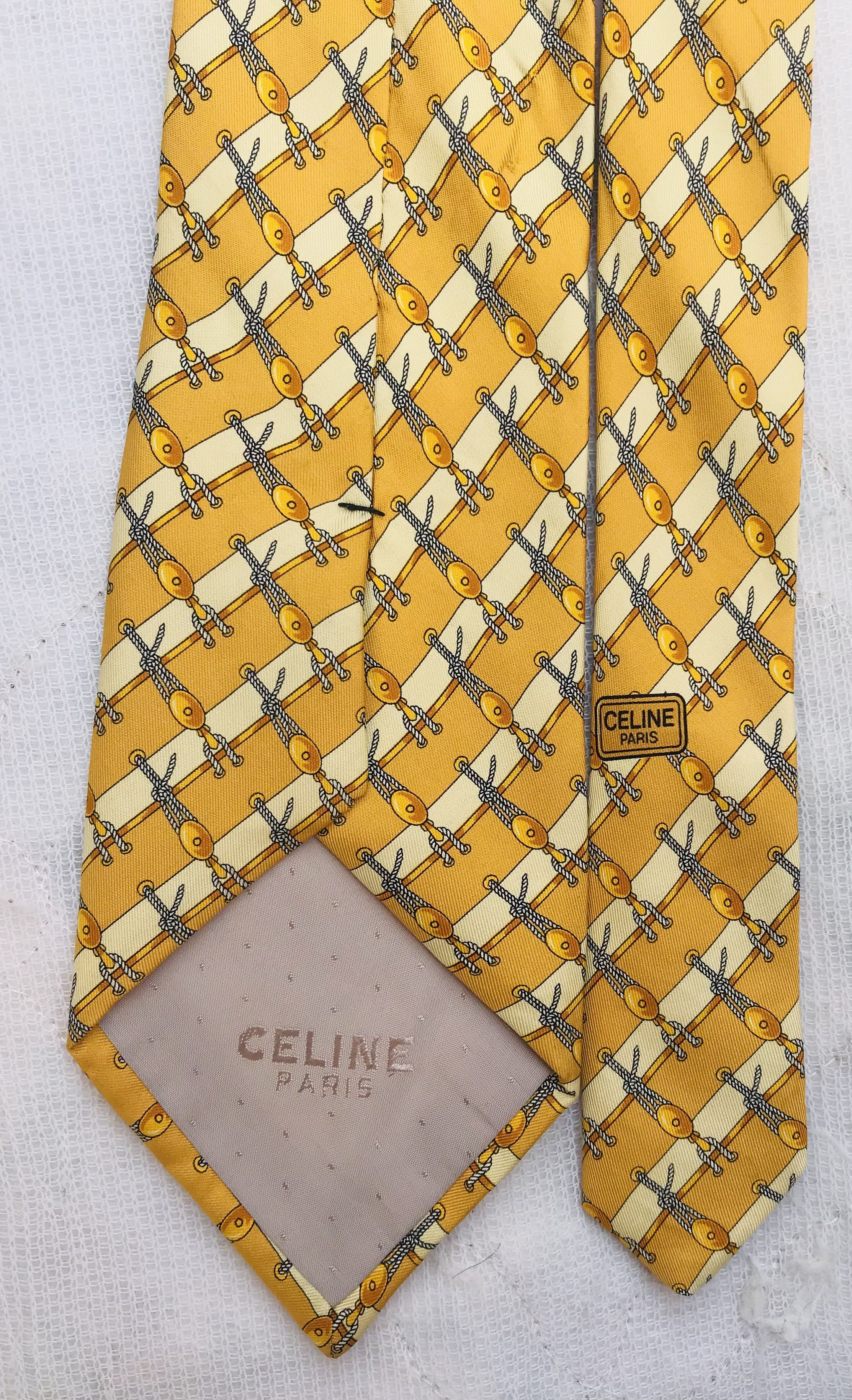 Celine Celine Paris Men's Silk Tie Yellow Monogram Luxury NECKTIE Size ONE SIZE - 5 Thumbnail