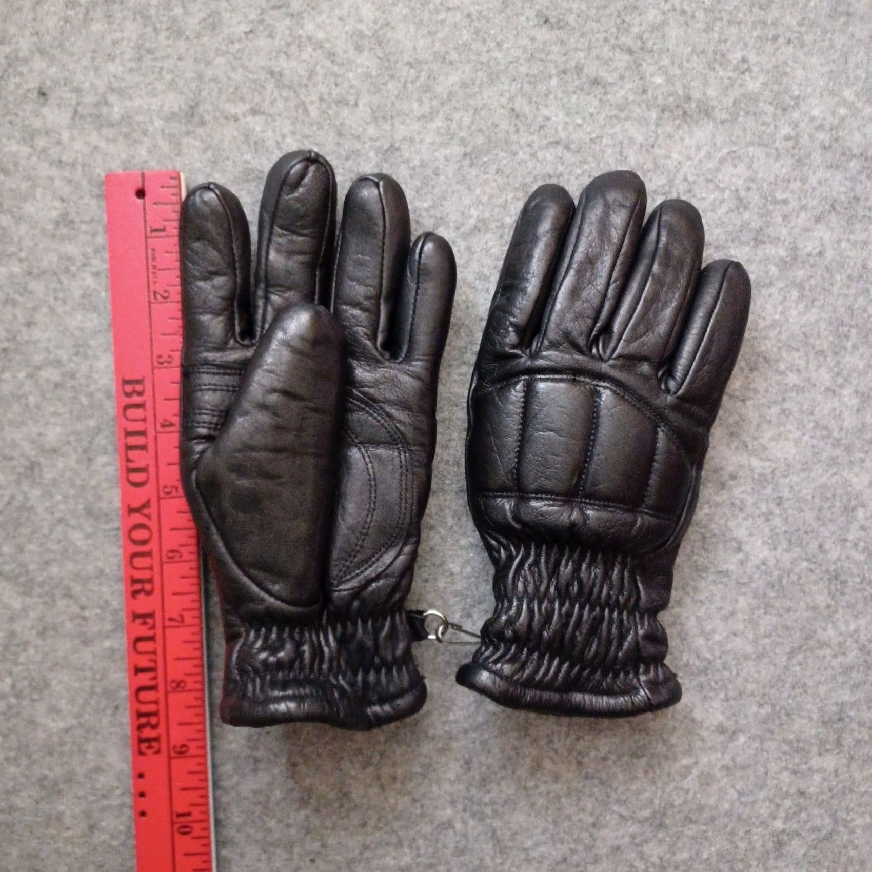 Vintage Leather Gloves Womens S Black Wool Sherpa Lined Puffer Ski Motorcycle Ladies Size ONE SIZE - 4 Thumbnail