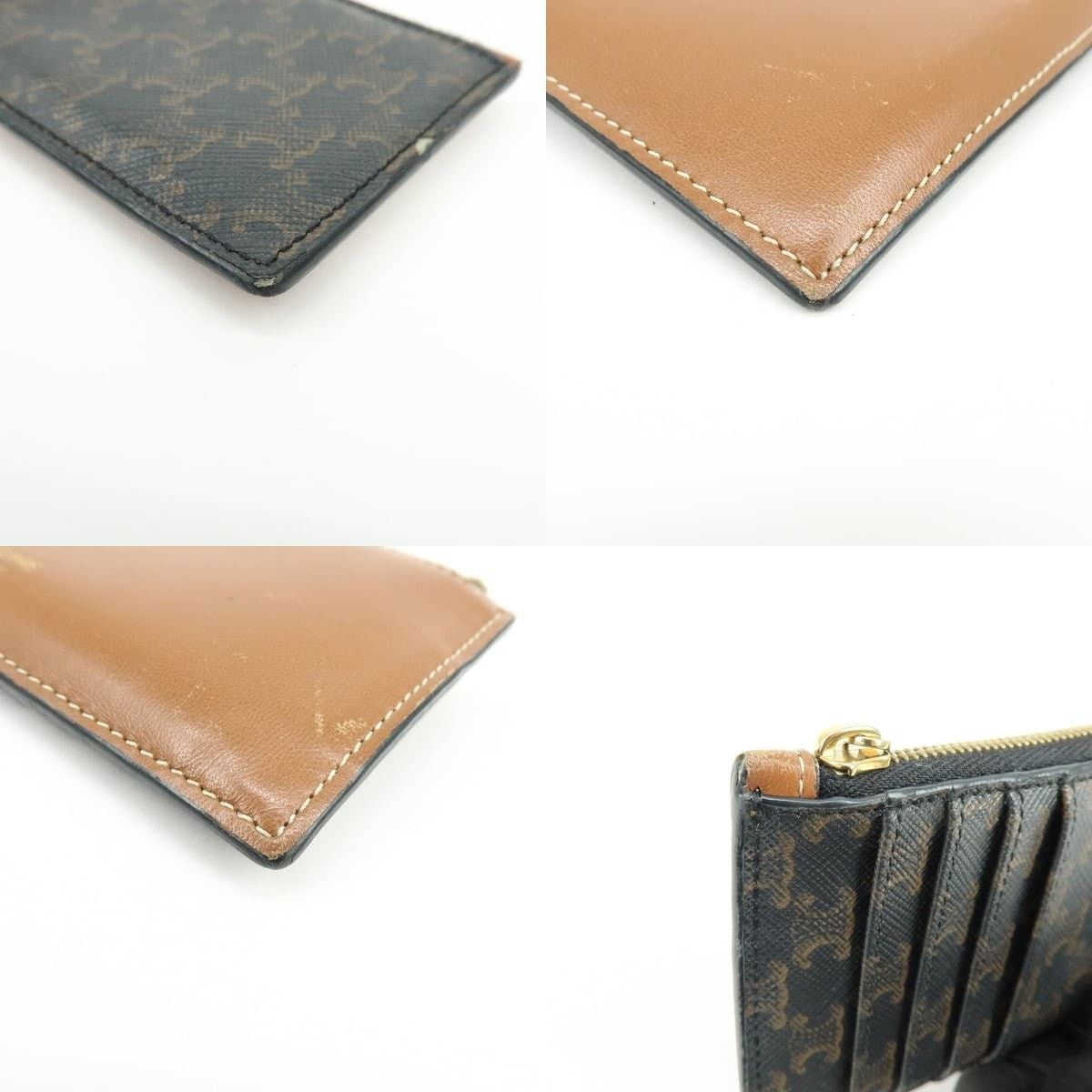 Celine Celine Triomphe Coated Canvas Card Holder Brown Size ONE SIZE - 4 Thumbnail