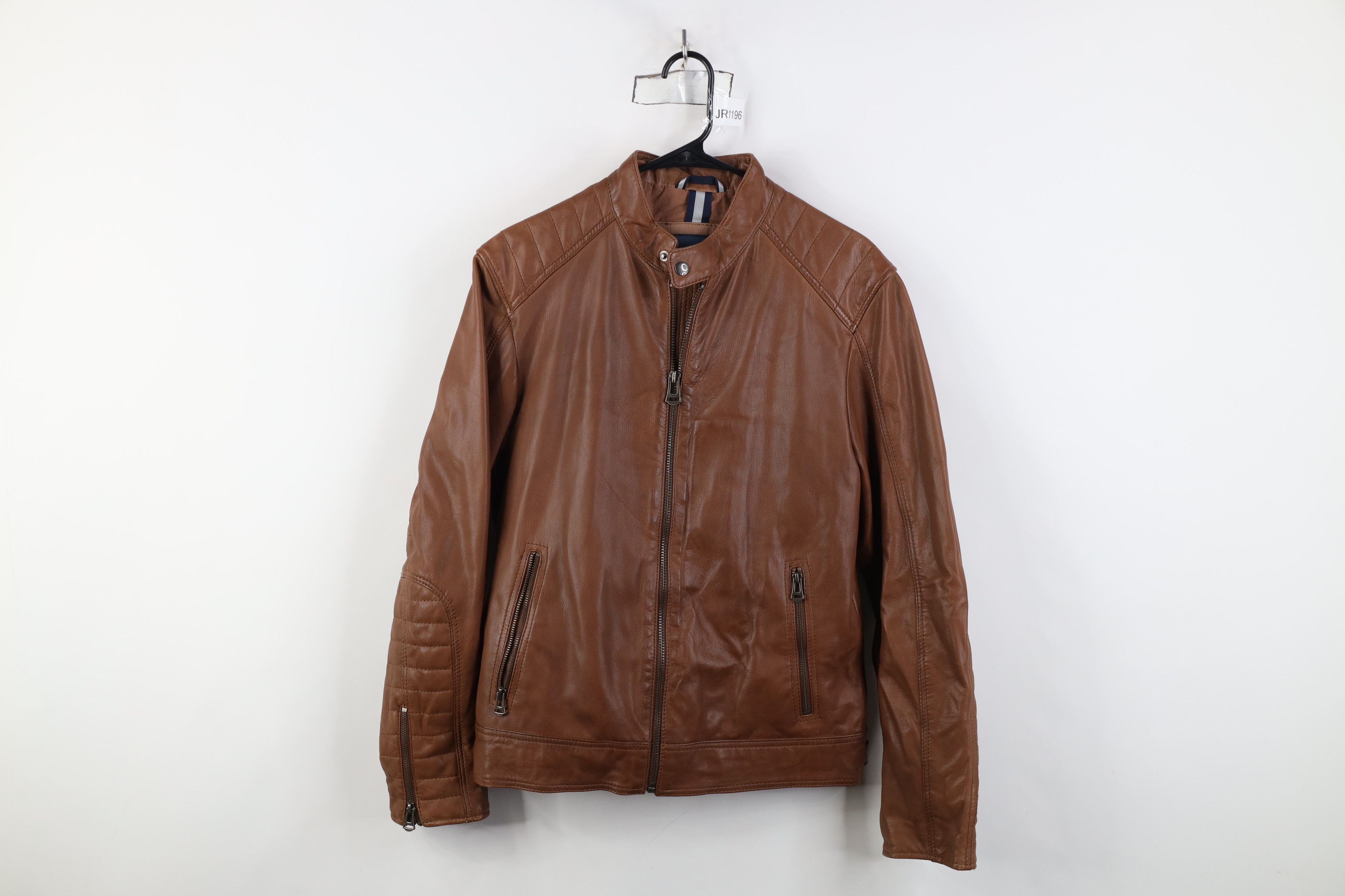 Cole Haan Cole Haan Full Zip Cafe Racer Bomber Jacket Cognac Brown Size US S / EU 44-46 / 1 - 1 Thumbnail