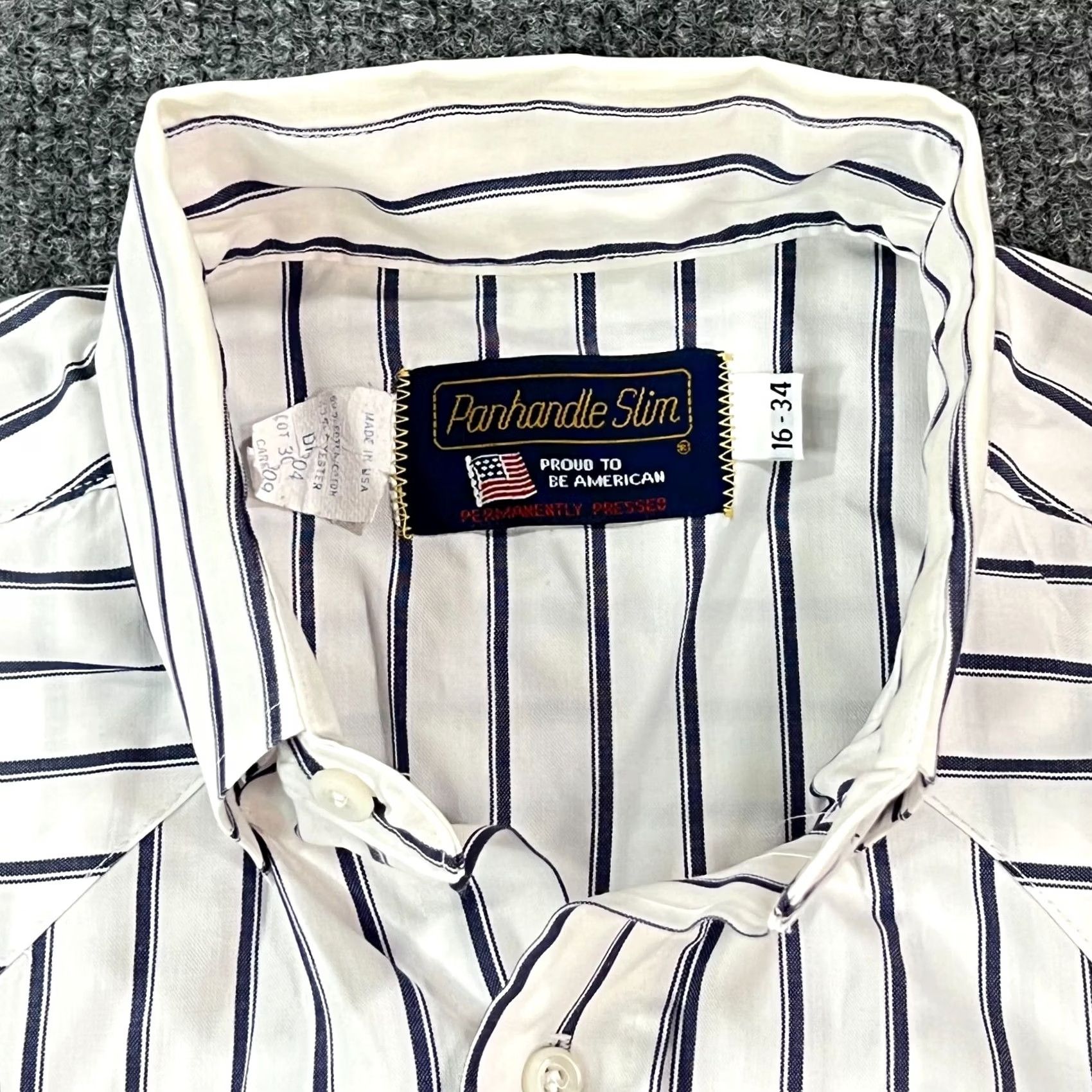 Vintage VINTAGE Panhandle Slim Shirt Mens 16 34 White Striped Cowboy Western Ranchwear USA VTG Size US L / EU 52-54 / 3 - 4 Thumbnail