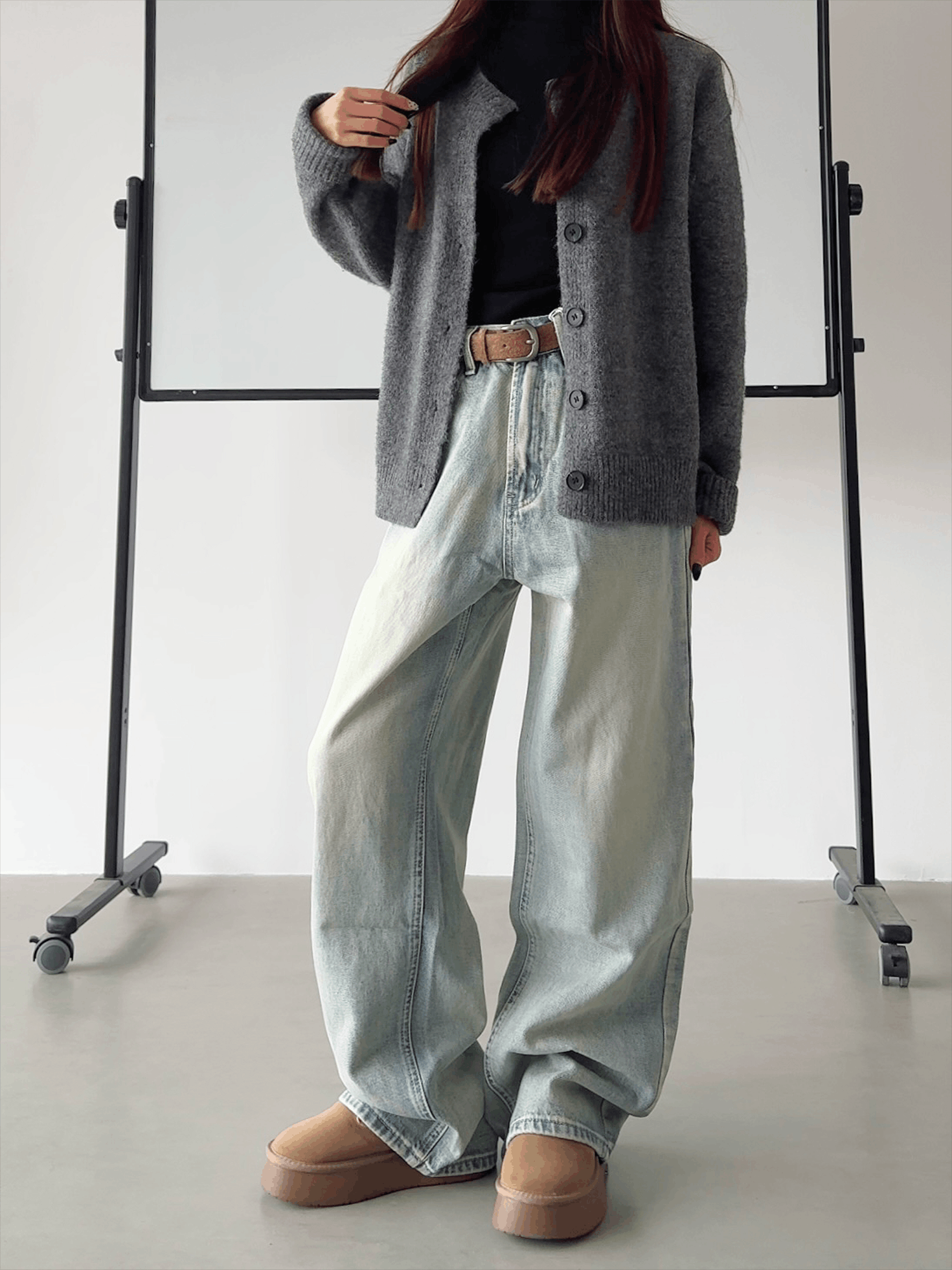 Light Blue Wide Leg Washed Baggy Jeans