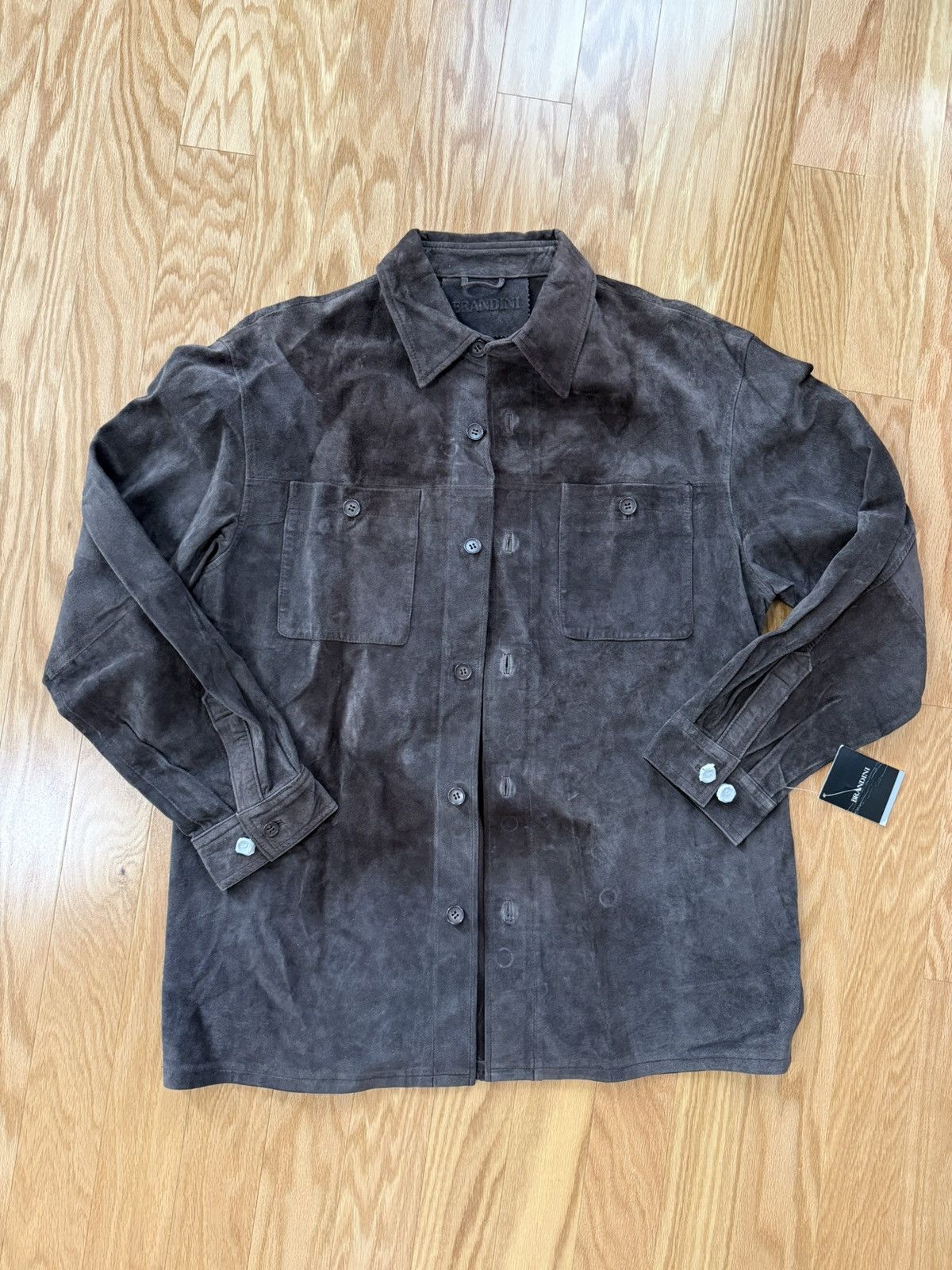Brandini Brandini Leather Jacket Brown Button Up Overshirt Size US M / EU 48-50 / 2 - 1 Thumbnail