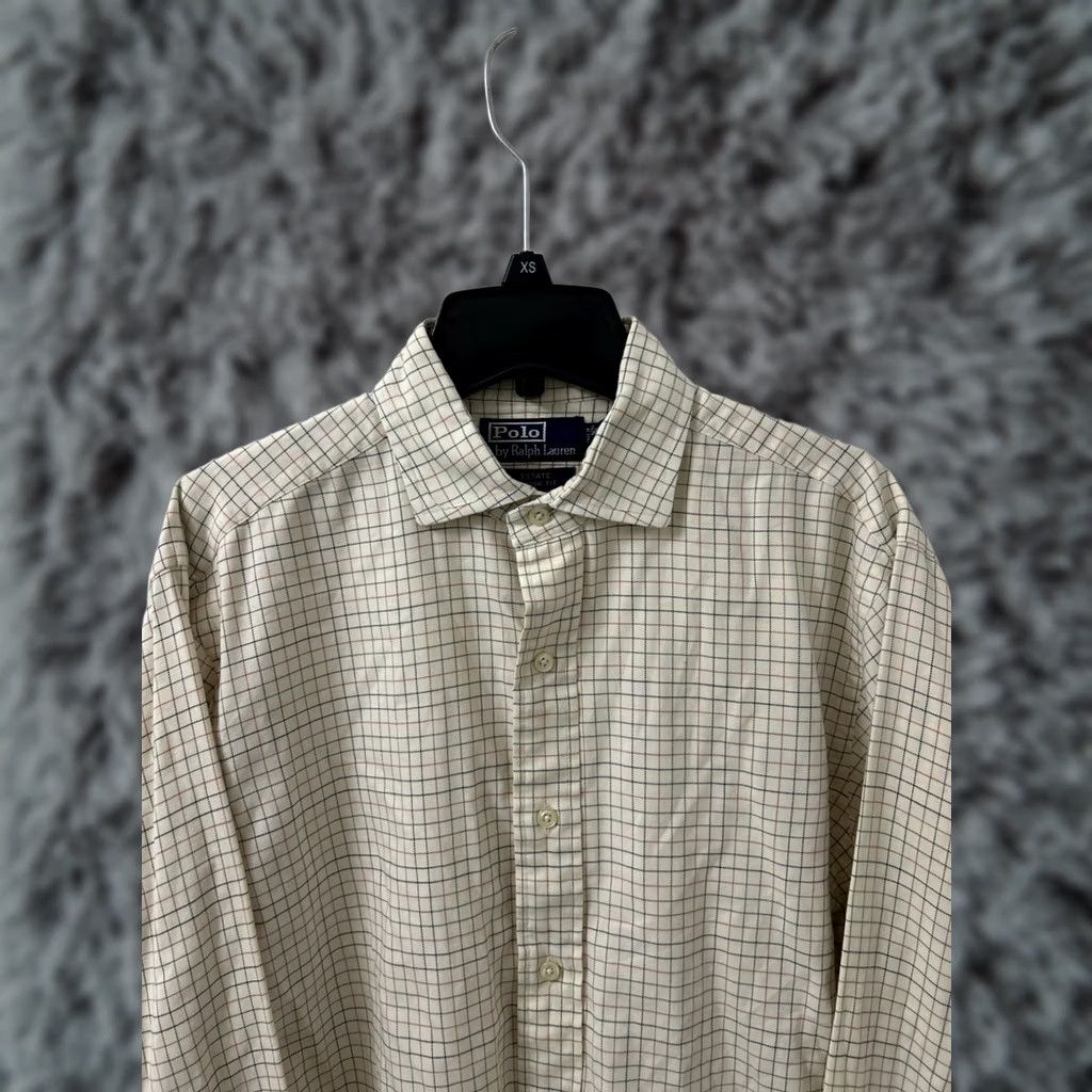 Polo Ralph Lauren VINTAGE Polo Ralph Lauren Estate Shirt Mens M Beige Plaid Button-Up L/S Classic Fit Embroidered Size US M / EU 48-50 / 2 - 1 Thumbnail