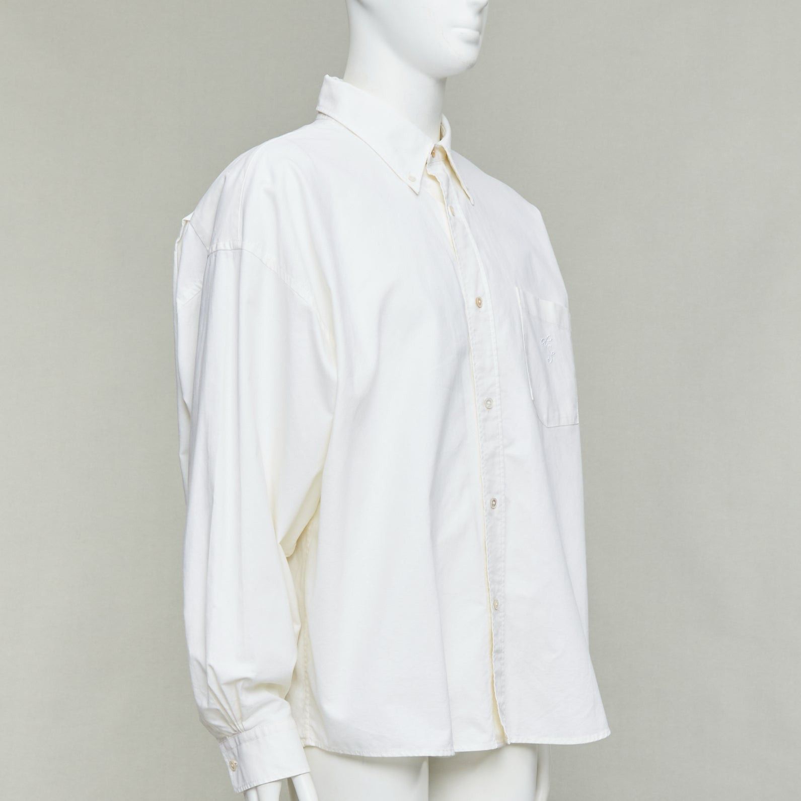 Acne Studios ACNE STUDIOS cream cotton cocoon silhouette AS embroidered shirt FR50 L Size US L / EU 52-54 / 3 - 1 Thumbnail