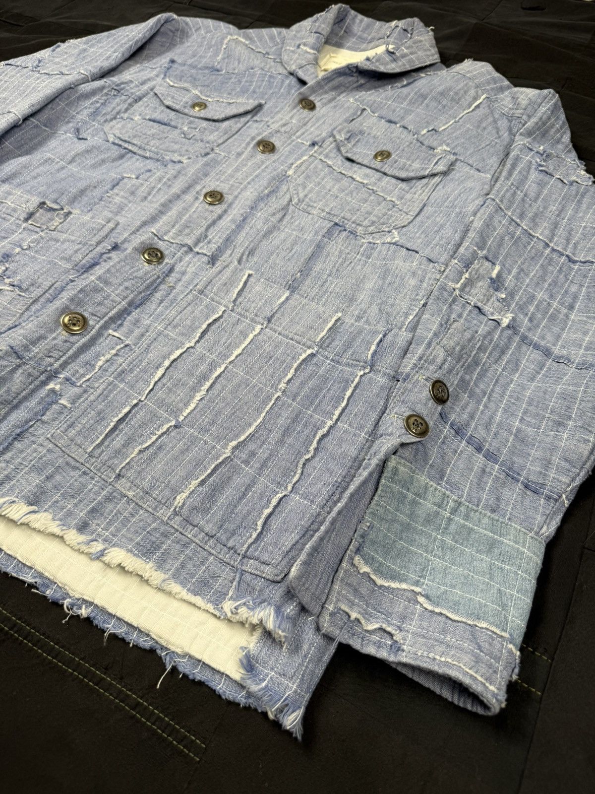 Greg Lauren Chambray Stitchwork Shawl Collar Boxy Size US L / EU 52-54 / 3 - 2 Thumbnail