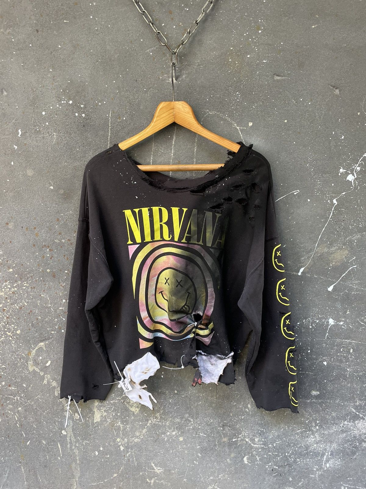 Nirvana Nirvana ☄️Distressed Custom Sweatshirt Sun Faded Retro Style Size US M / EU 48-50 / 2 - 1 Thumbnail