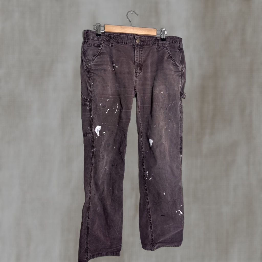 Carhartt Carhartt Original Fit Carpenter Utility Pants Womens 14 Brown 34x32 Paint Stains Size 36" / US 14 / IT 50 - 1 Thumbnail
