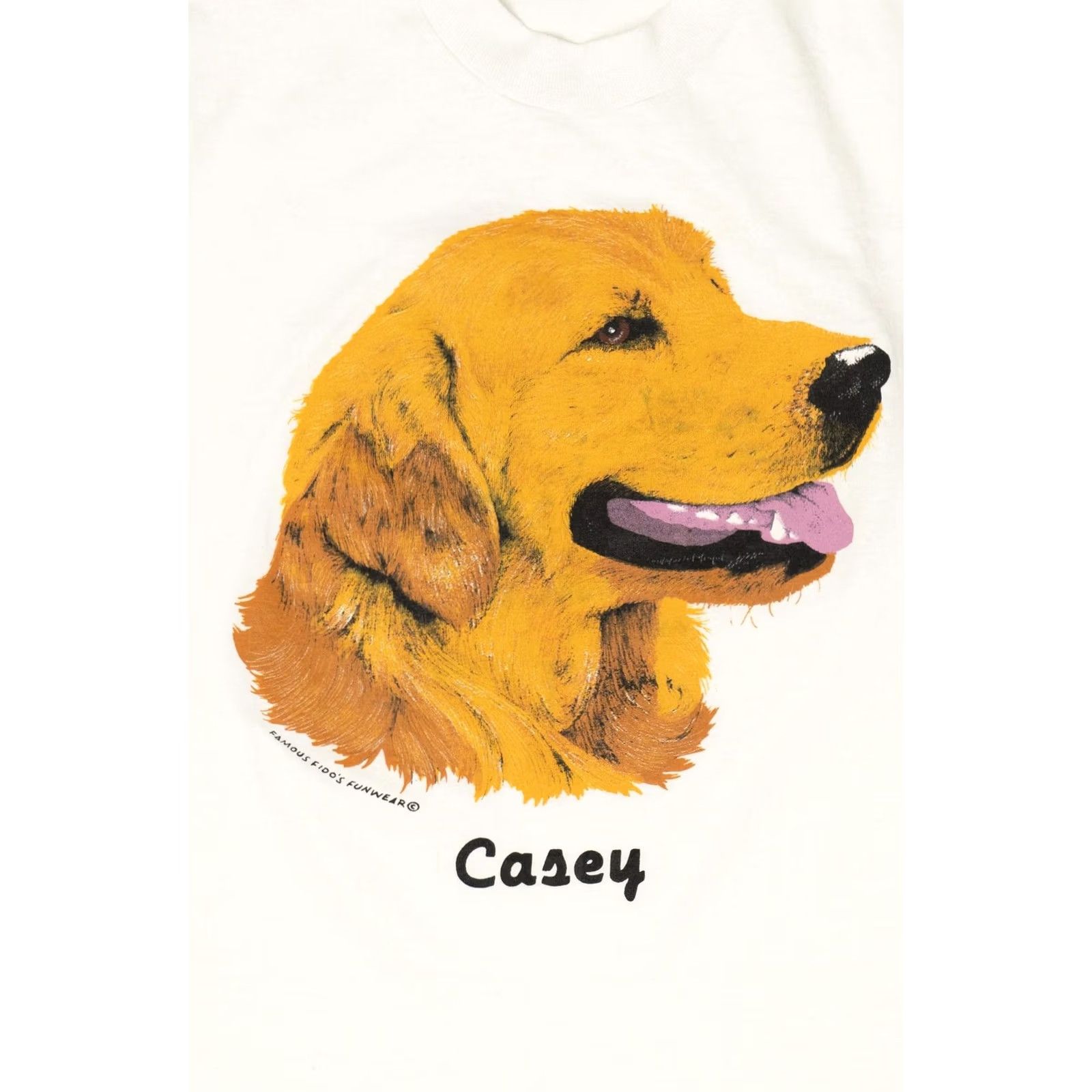 Vintage Vintage Screen Stars T-Shirt Unisex Large White 1990s Golden Retriever Casey Single Stitch Short Sleeve Cotton Polyester Shirt Mens Womens Boys Girls Size US L / EU 52-54 / 3 - 2 Thumbnail