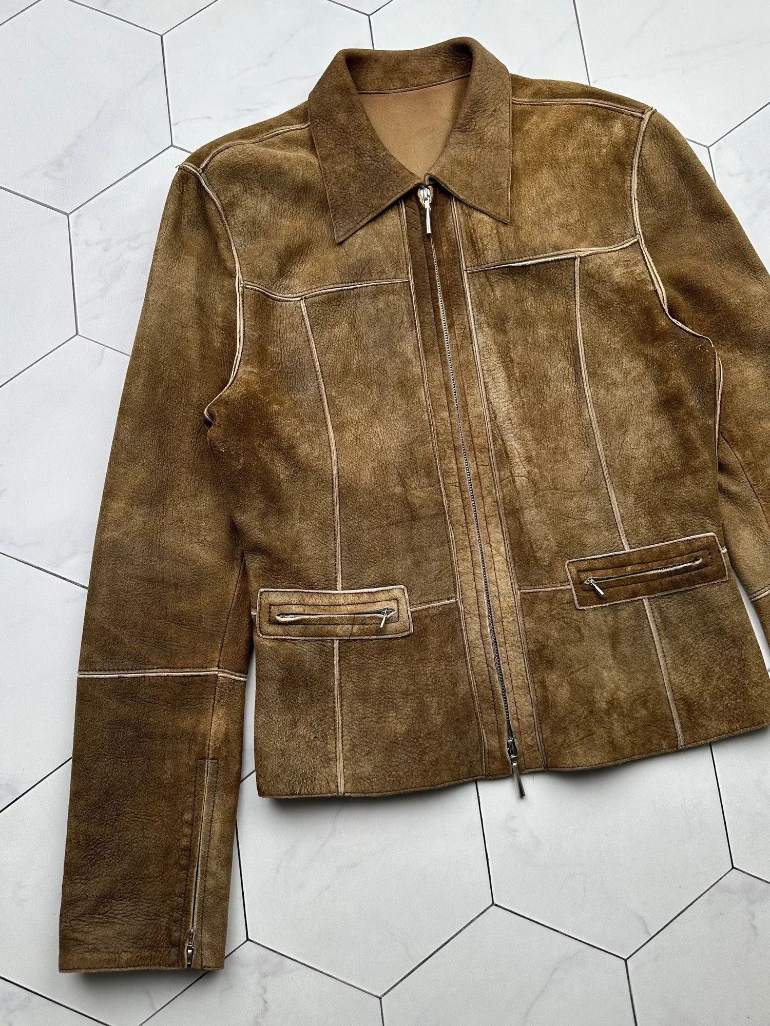 Vintage Sylvie Schimmel Faded Lamb Leather Jacket Size S / US 4 / IT 40 - 2 Thumbnail