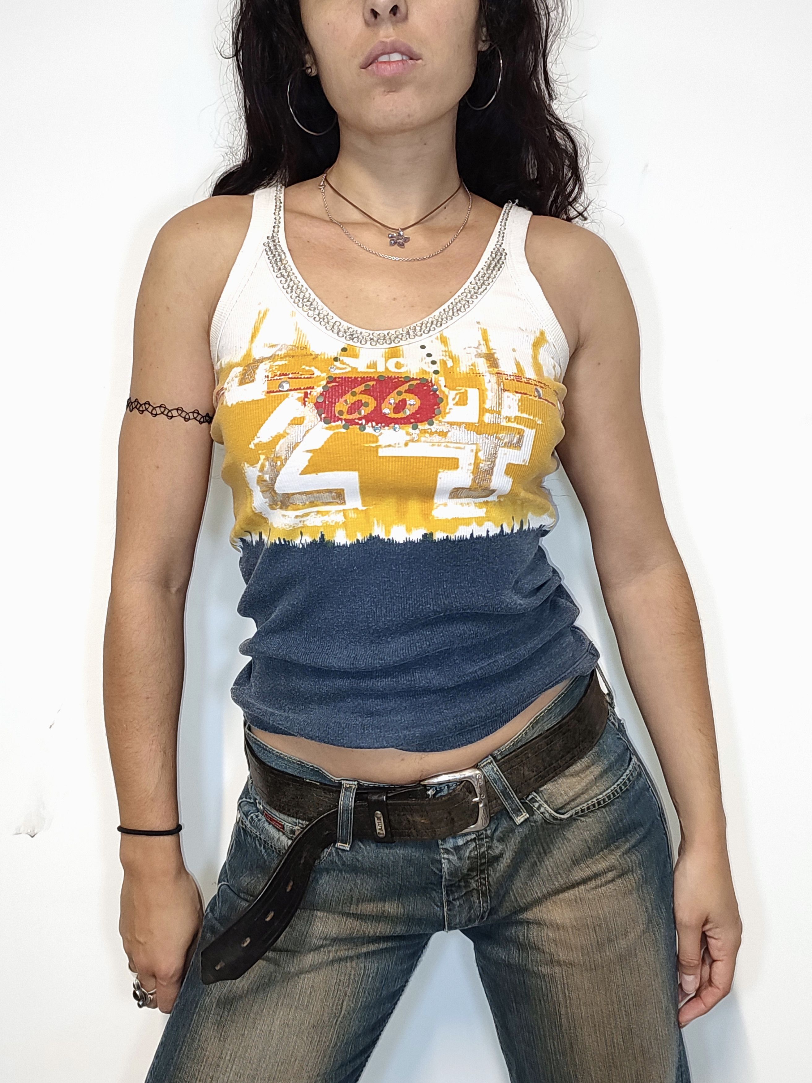 Vintage Vintage Y2k Sequin Mixed Print Tank Top Size L / US 10 / IT 46 - 1 Thumbnail