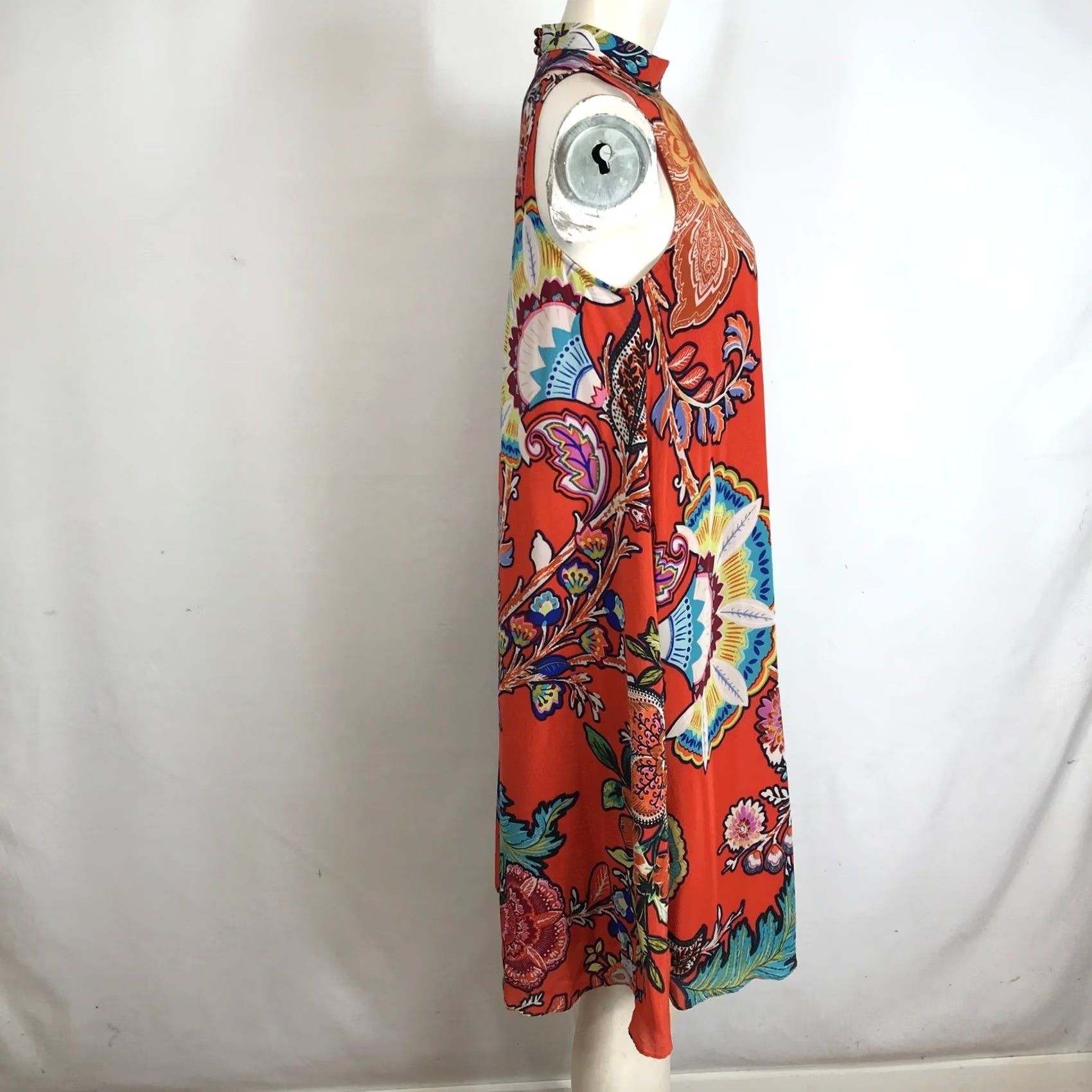 Vintage VINTAGE? (note: original not vintage) Marve Orange Floral Sleeveless Mock Neck A-Line Midi Dress XXS Size XXS / US 00 / IT 34 - 4 Thumbnail