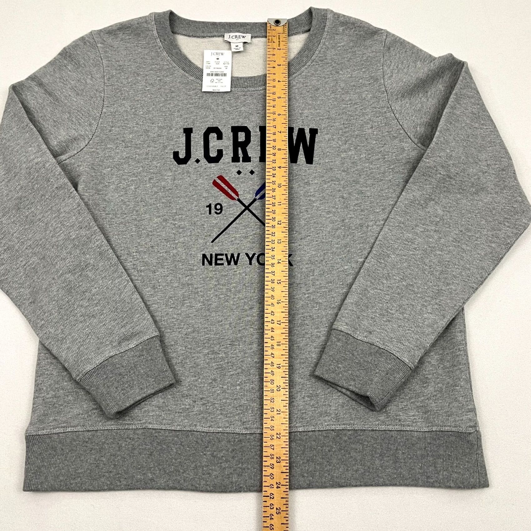 J.Crew J.CREW FACTORY Sweatshirt Womens M Gray Fleece Oars Logo Graphic Crewneck AZ159 Size M / US 6-8 / IT 42-44 - 4 Thumbnail