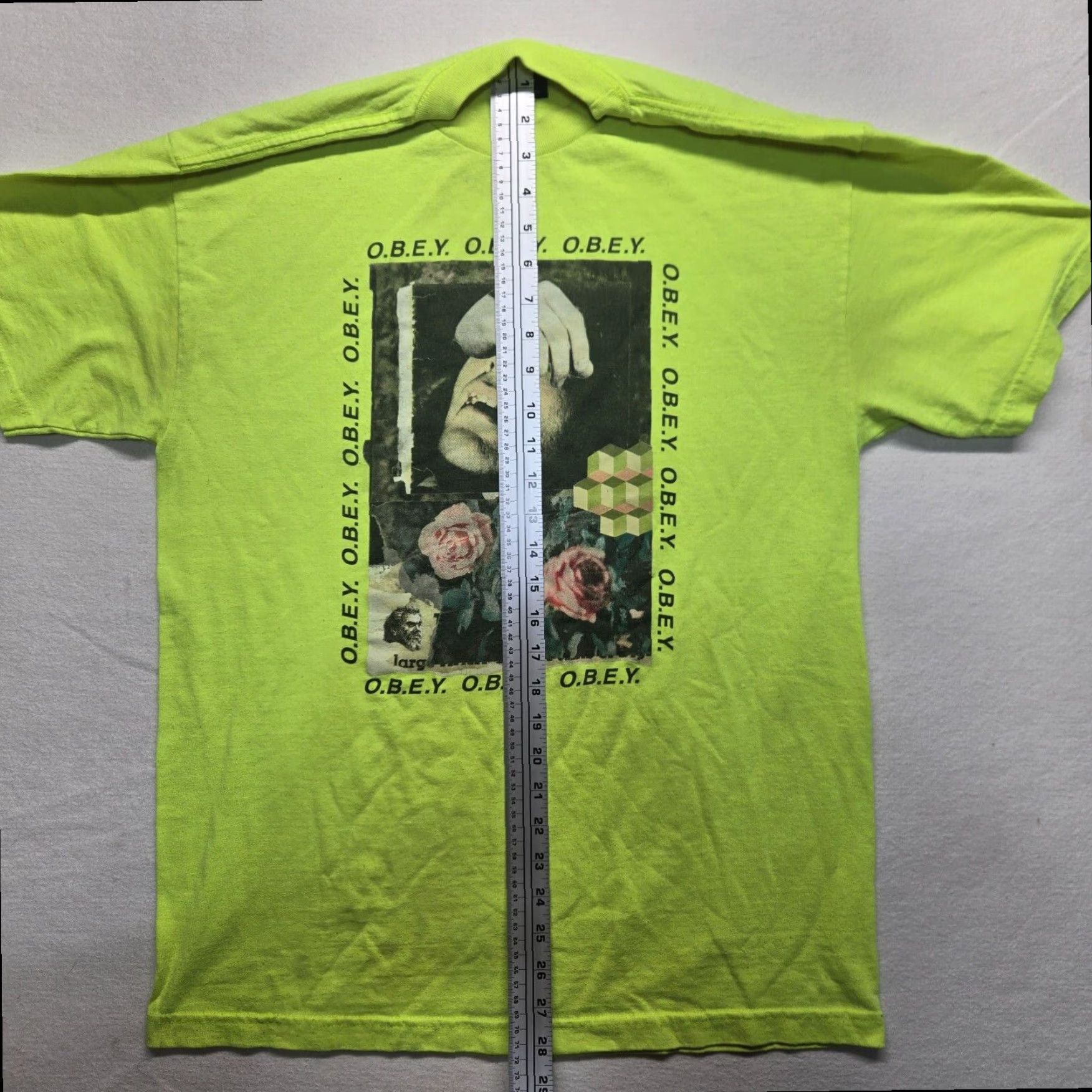 Obey OBEY Men's Yellow Graphic T-Shirt Crew Neck Short Sleeve Large Size US L / EU 52-54 / 3 - 5 Thumbnail