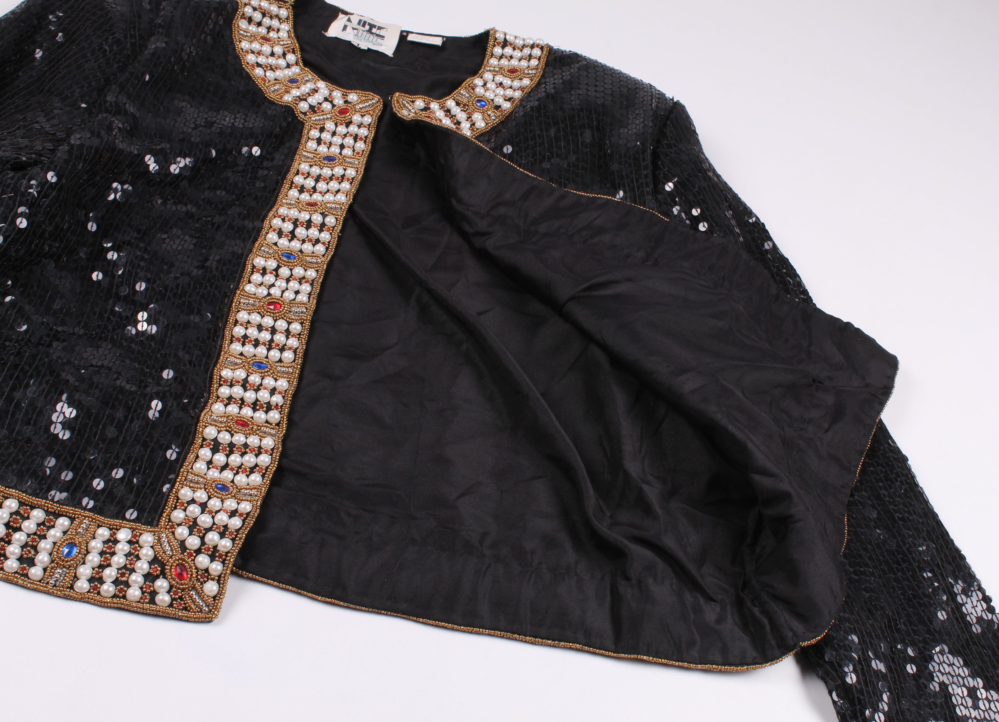 Other Nightline Vintage Stunning Sequins Beaded Silk Blazer Size L / US 10 / IT 46 - 6 Thumbnail
