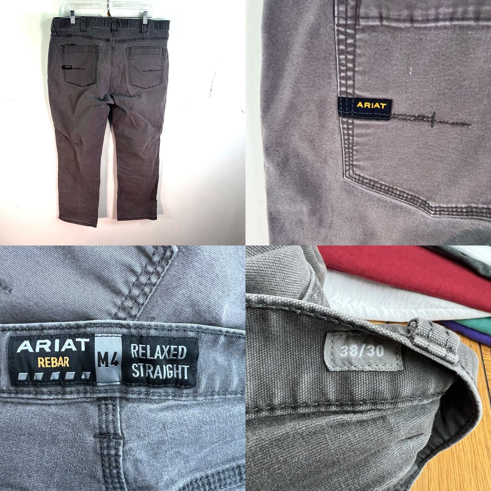 Ariat ARIAT M4 Rebar Relaxed Straight Workwear Cargo Pants Jeans SZ 38 Mens Gray 39X28 Size US 38 / EU 54 - 8 Thumbnail