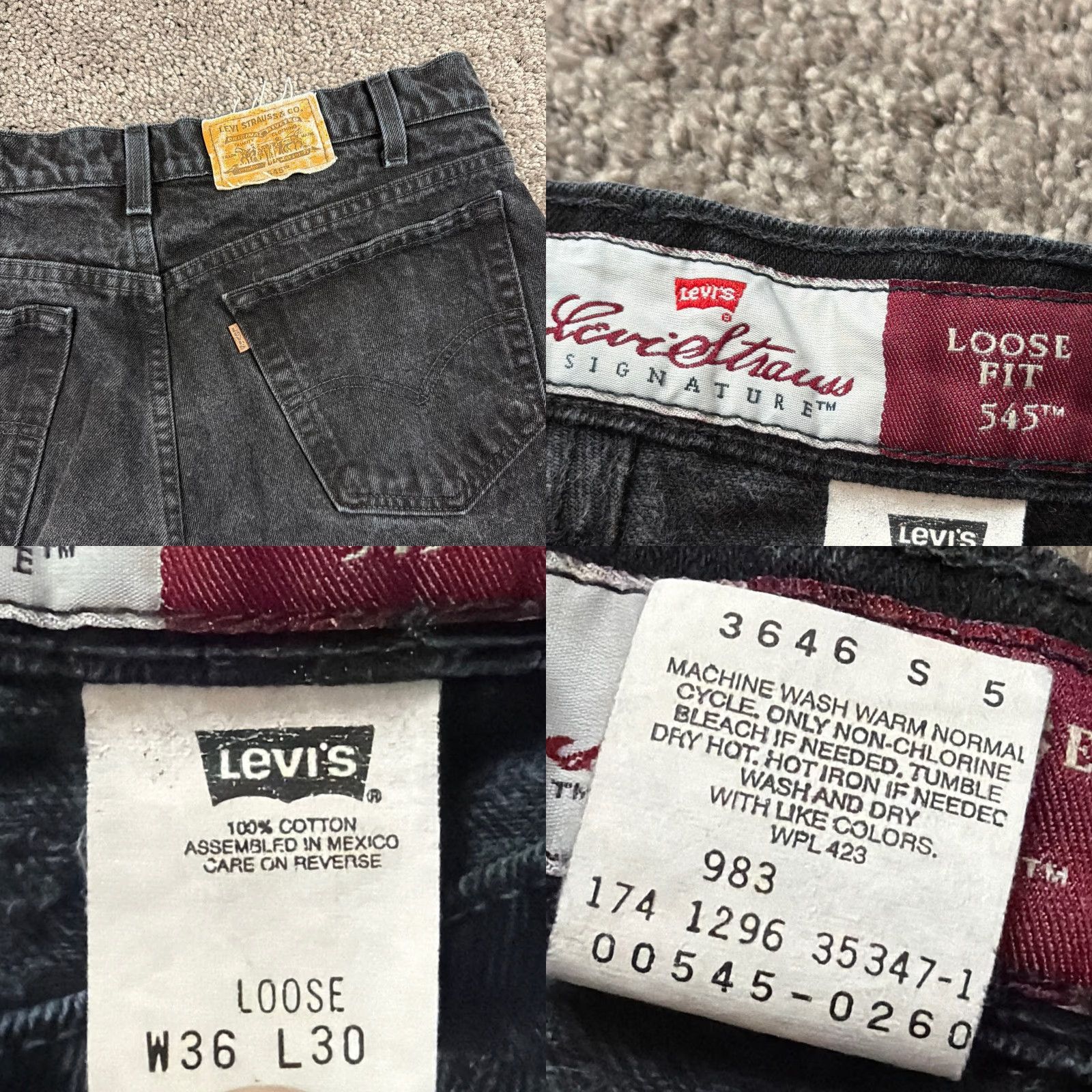 Levi's VINTAGE Levi's Jeans 545 Mens 36 Black Tapered Relaxed Denim Cotton 90s Jeans Mens Black 90s Levi's 545 Relaxed Tapered Jeans Mens Black 90s Size US 36 / EU 52 - 9 Thumbnail