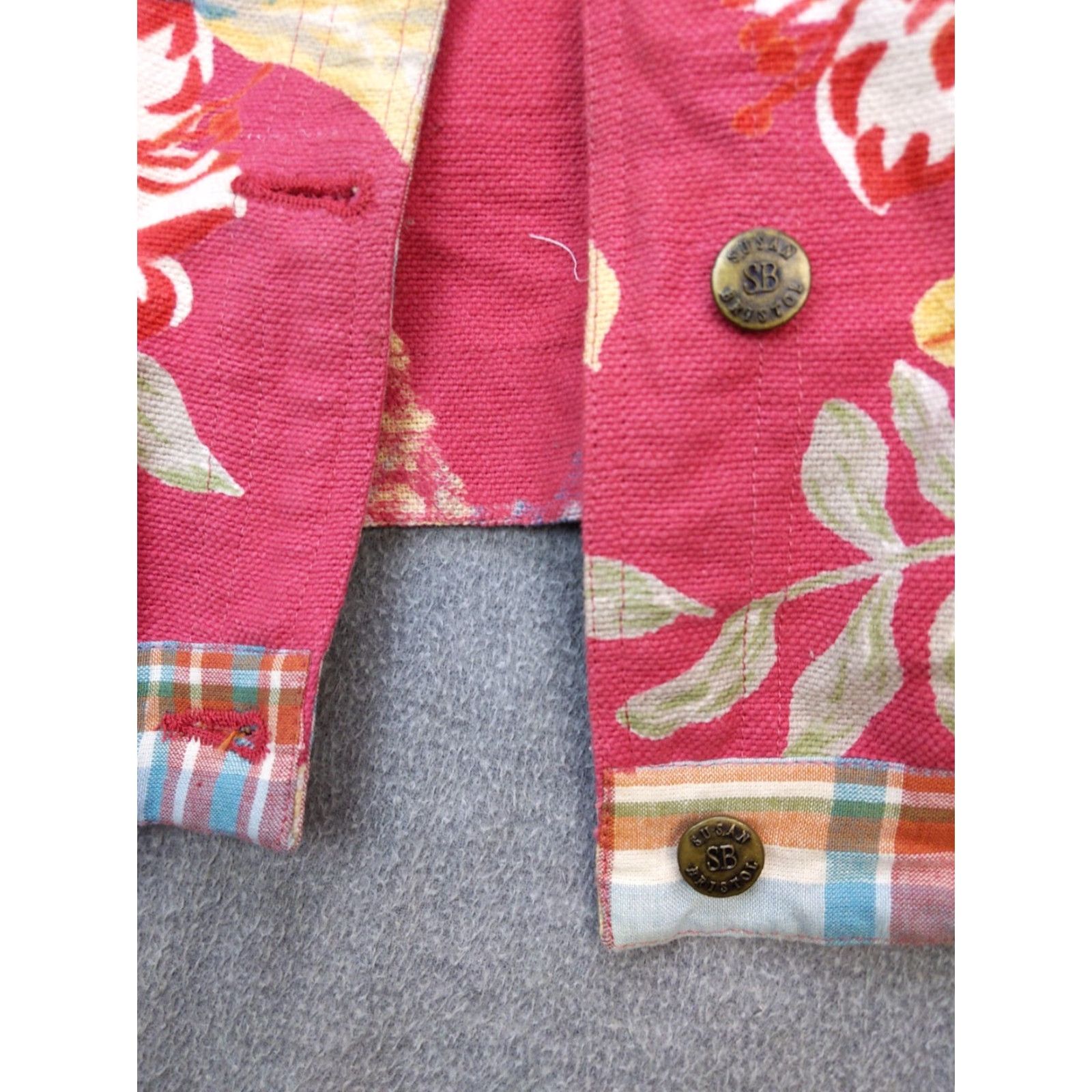 Vintage VINTAGE Susan Bristol Jacket Womens 2W Red Floral Tropical Short Sleeve Button Front Size 26" / US 2 / IT 38 - 2 Thumbnail