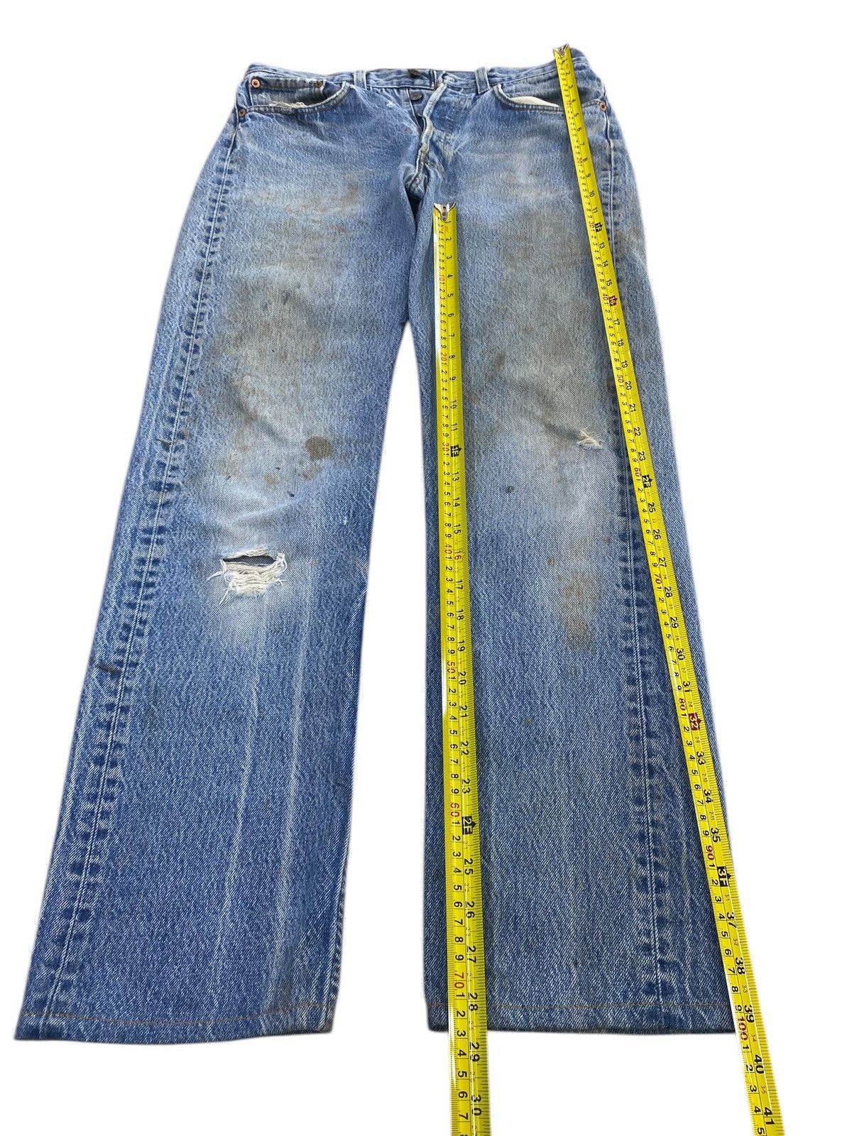 Levi's Vintage Levi’s Acid Blue Wash Style Ripped Jeans Size US 30 / EU 46 - 6 Thumbnail