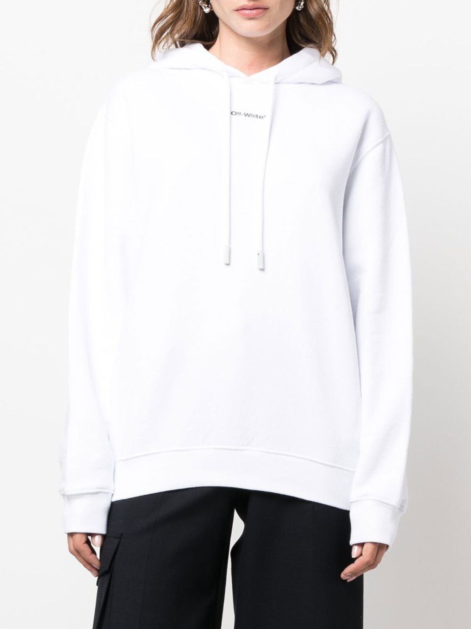 Off-White o1gr1nt0125 Flock Chine Flower Arrow Hoodie in White Size XS / US 0-2 / IT 36-38 - 4 Thumbnail