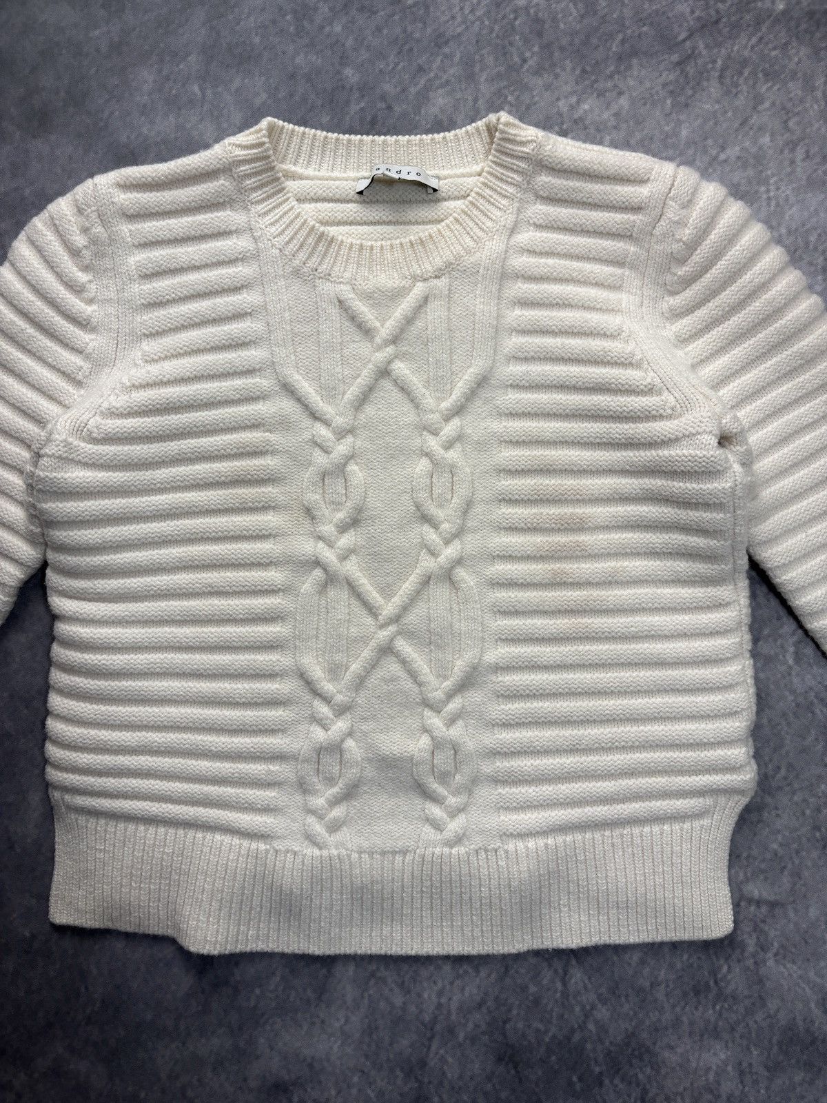 Sandro Sandro Paris Sweater Merino Wool Fisherman Pullover S8227H Size S / US 4 / IT 40 - 8 Thumbnail