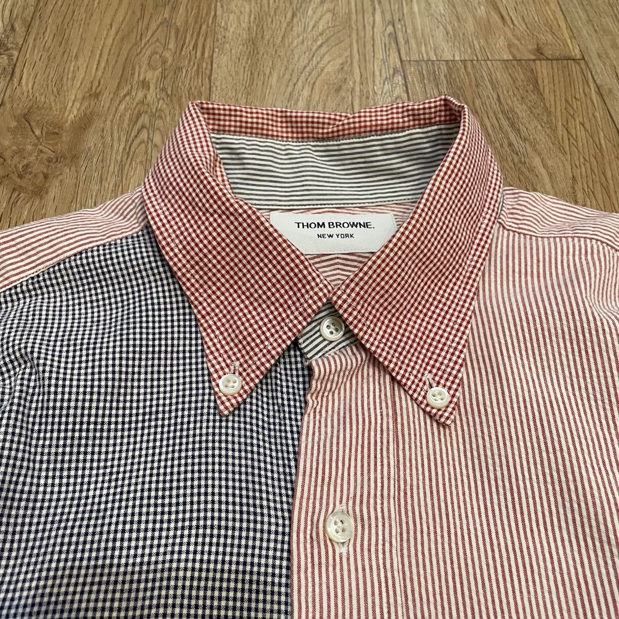 Thom Browne Thom Browne Oxford Patchwork Panel Striped Gingham Shirt Size US M / EU 48-50 / 2 - 4 Thumbnail