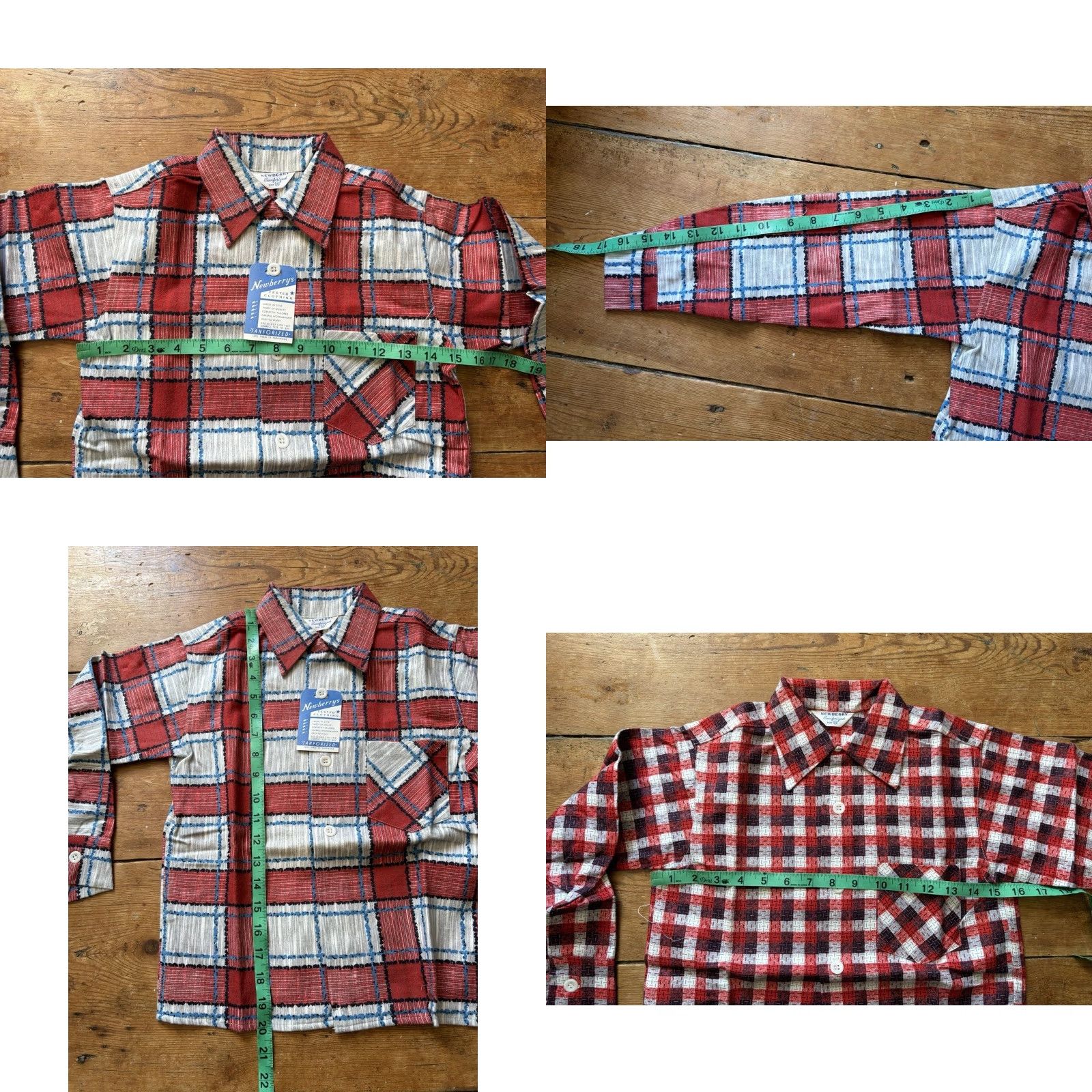 Vintage VTG 1950s NOS Plaid Flannel Boys Shirt Newberry Rockabilly Size 10 Red Rare 50s Size US M / EU 48-50 / 2 - 8 Thumbnail