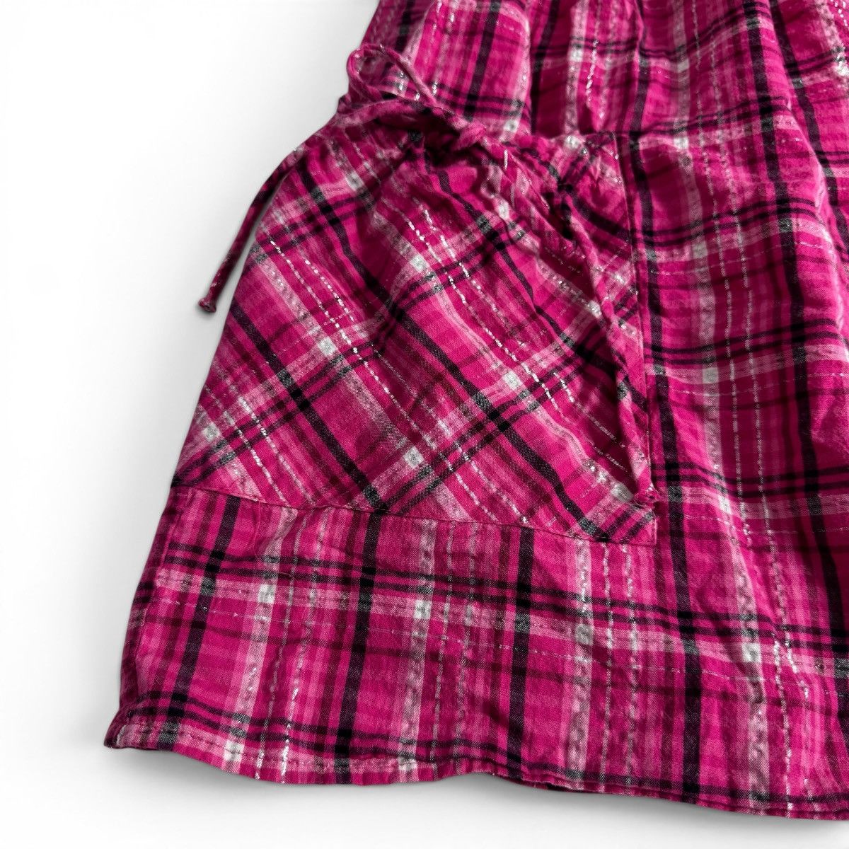 Decree Decree Studded Pink & Black Plaid Dress w/ Crochet Racerback Size M / US 6-8 / IT 42-44 - 2 Thumbnail