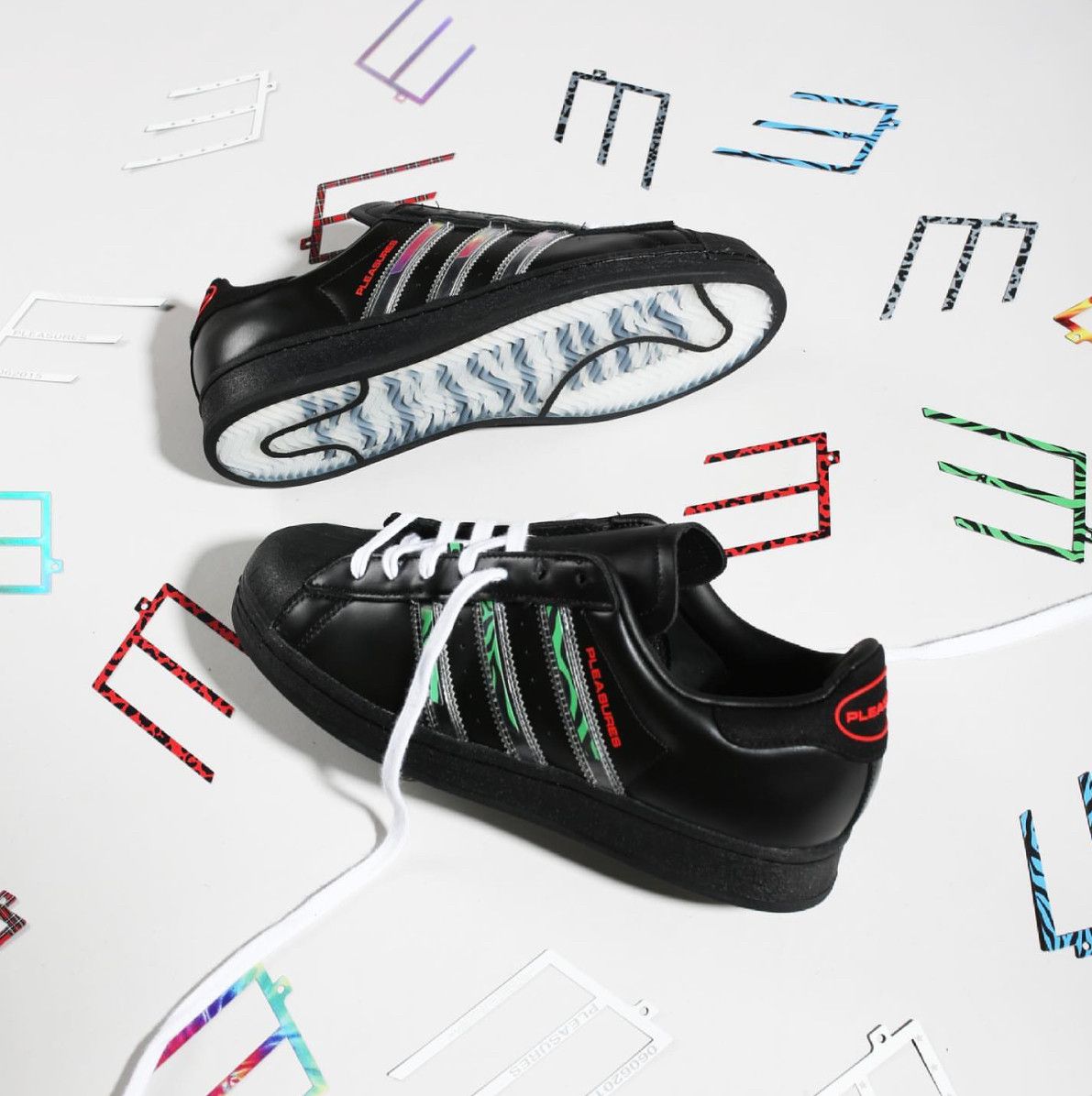 Adidas  Pleasures adidas Superstar x Pleasures_swappable stripes_deadstock  | Grailed