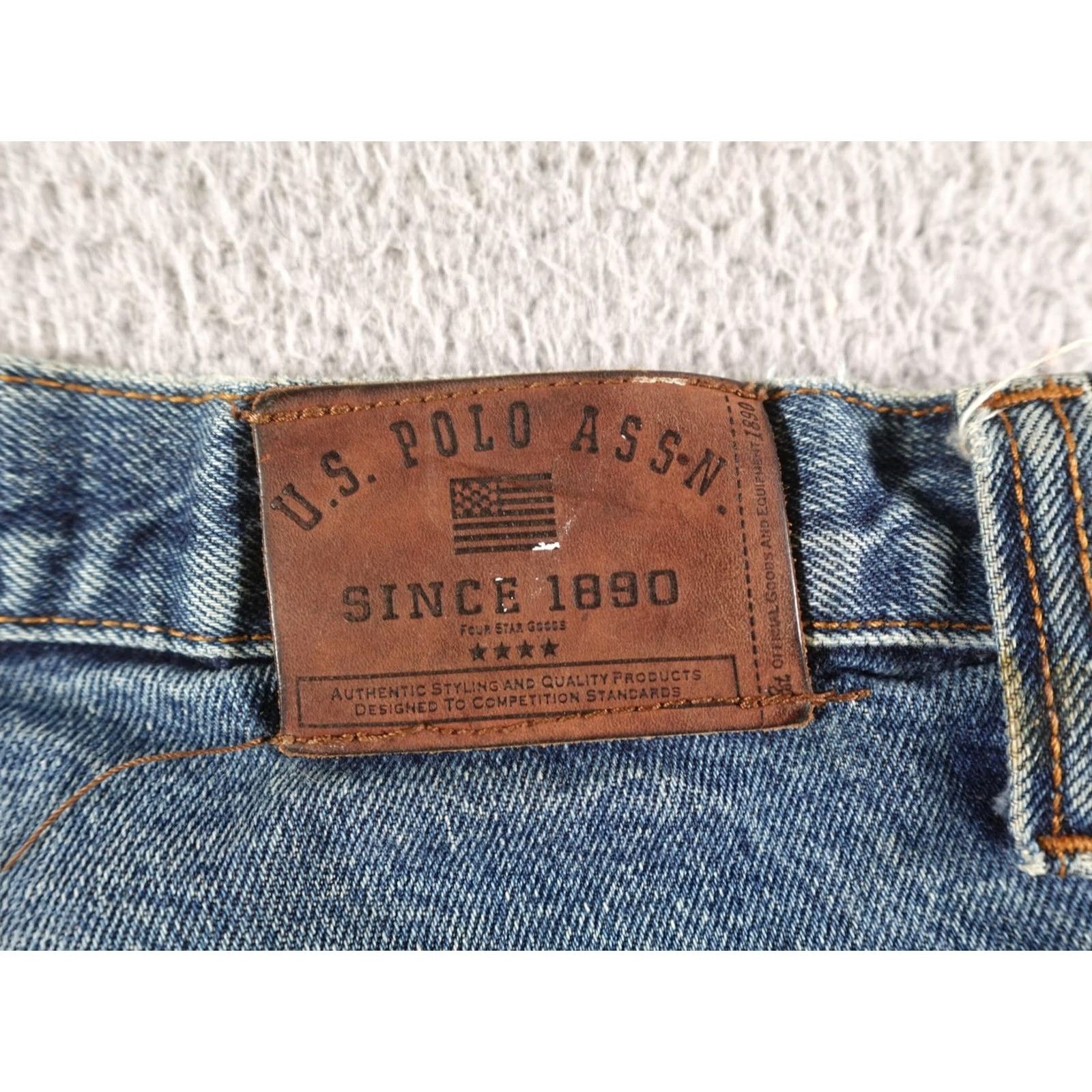 U.S. Polo Assn. VINTAGE US Polo Assn Jeans Mens 32x30 Blue Distressed Carpenter Skater Baggy Straight Pockets USA Flag 1890 Womens/Boys? Size US XS / EU 42 / 0 - 3 Thumbnail