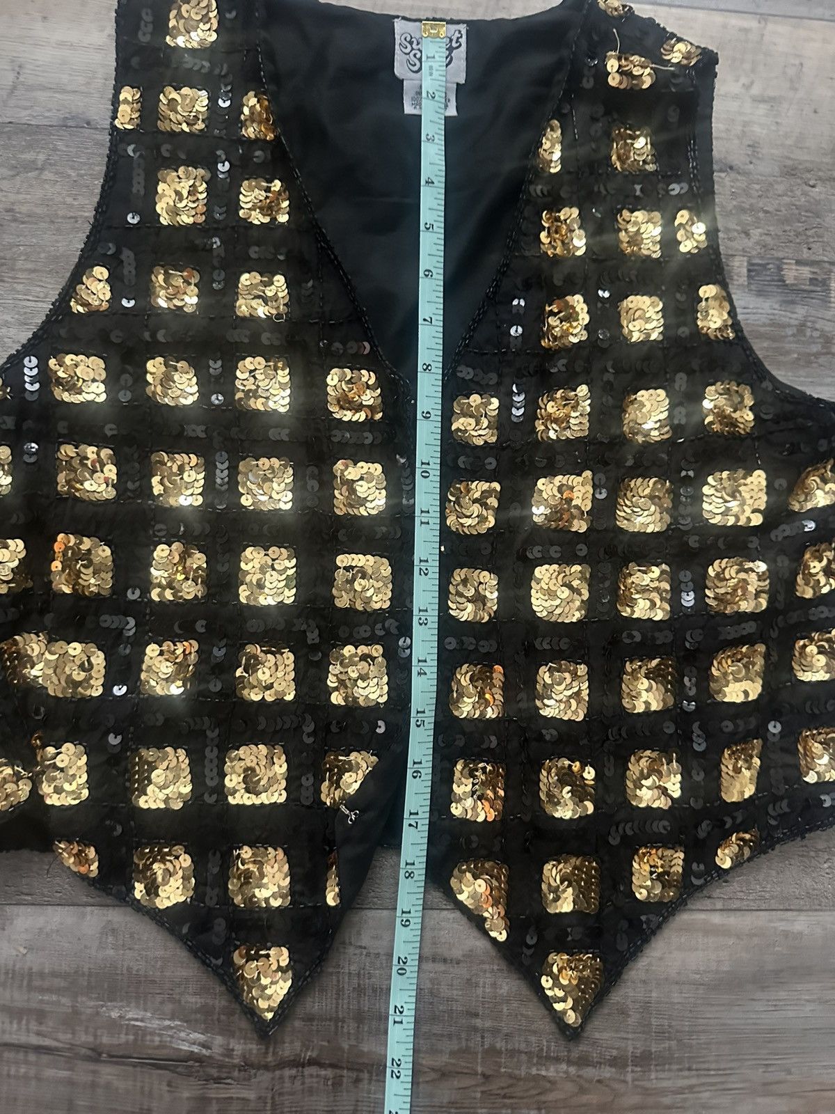 Other Vintage 1970s 100% Silk Black and Gold Beaded/Sequined Vest Size M / US 6-8 / IT 42-44 - 6 Thumbnail